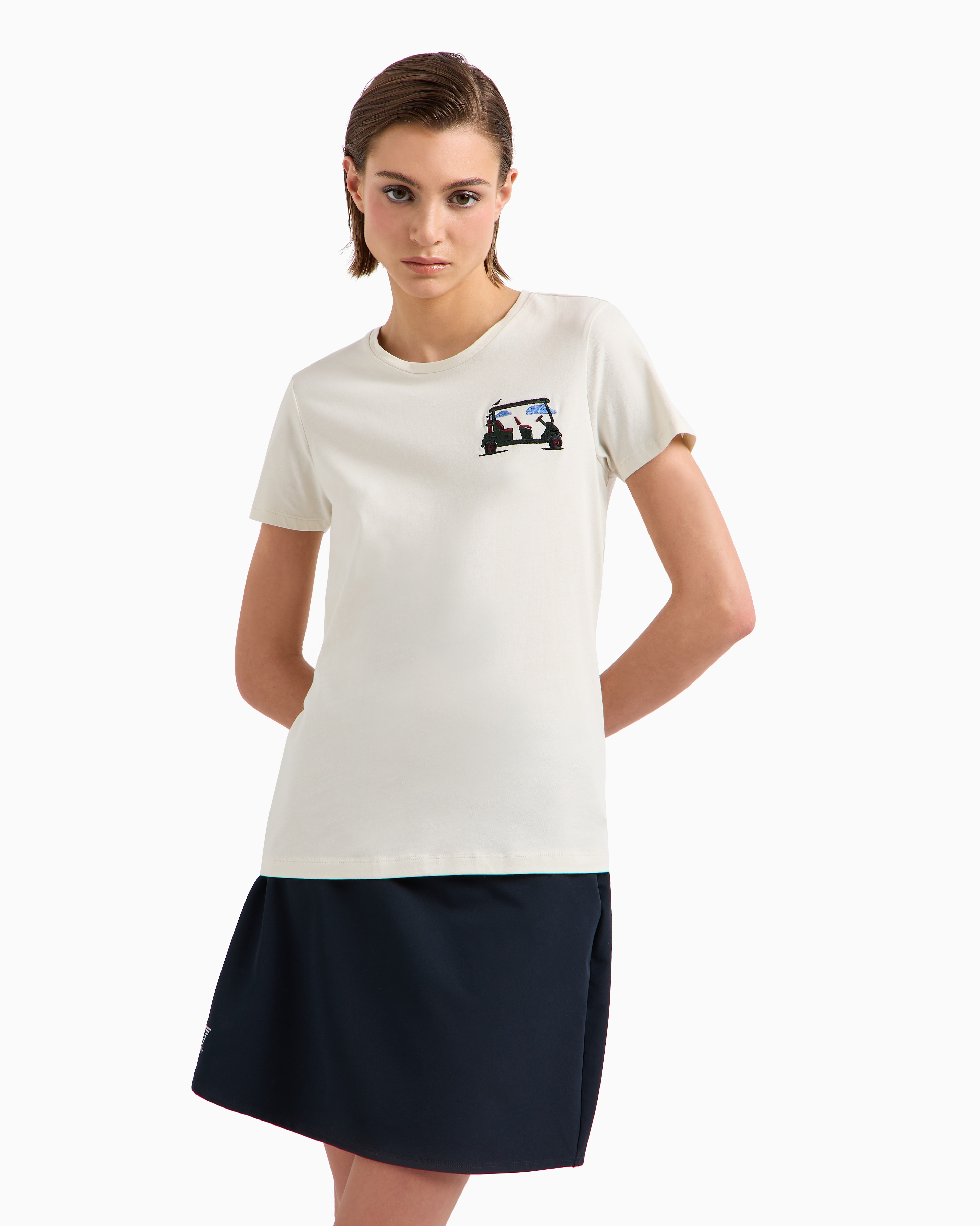 Shop Ea7 Golf Pro Cotton T-shirt In White