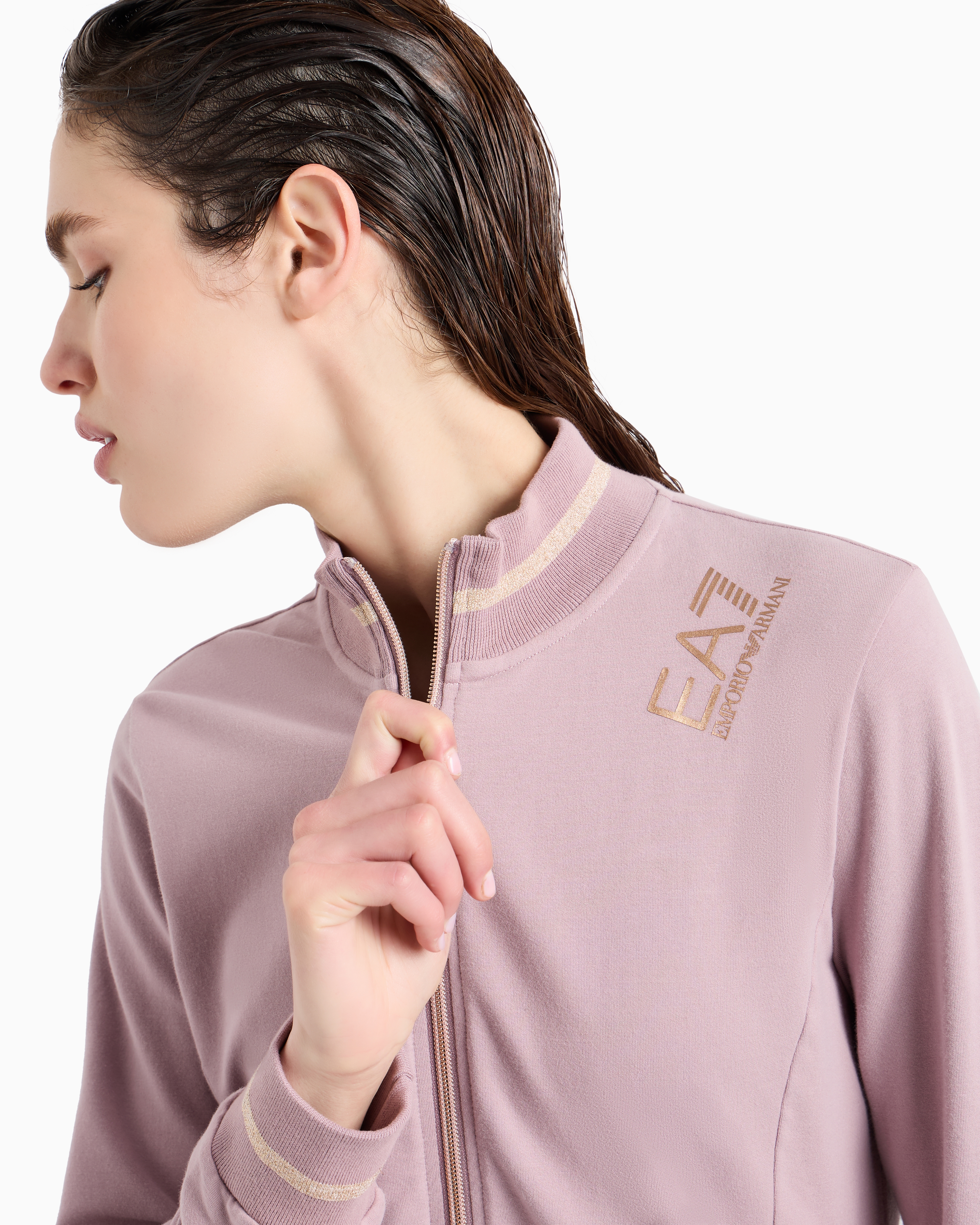 Ea7 Official Store Core Lady Stretch-cotton Tracksuit In Pink