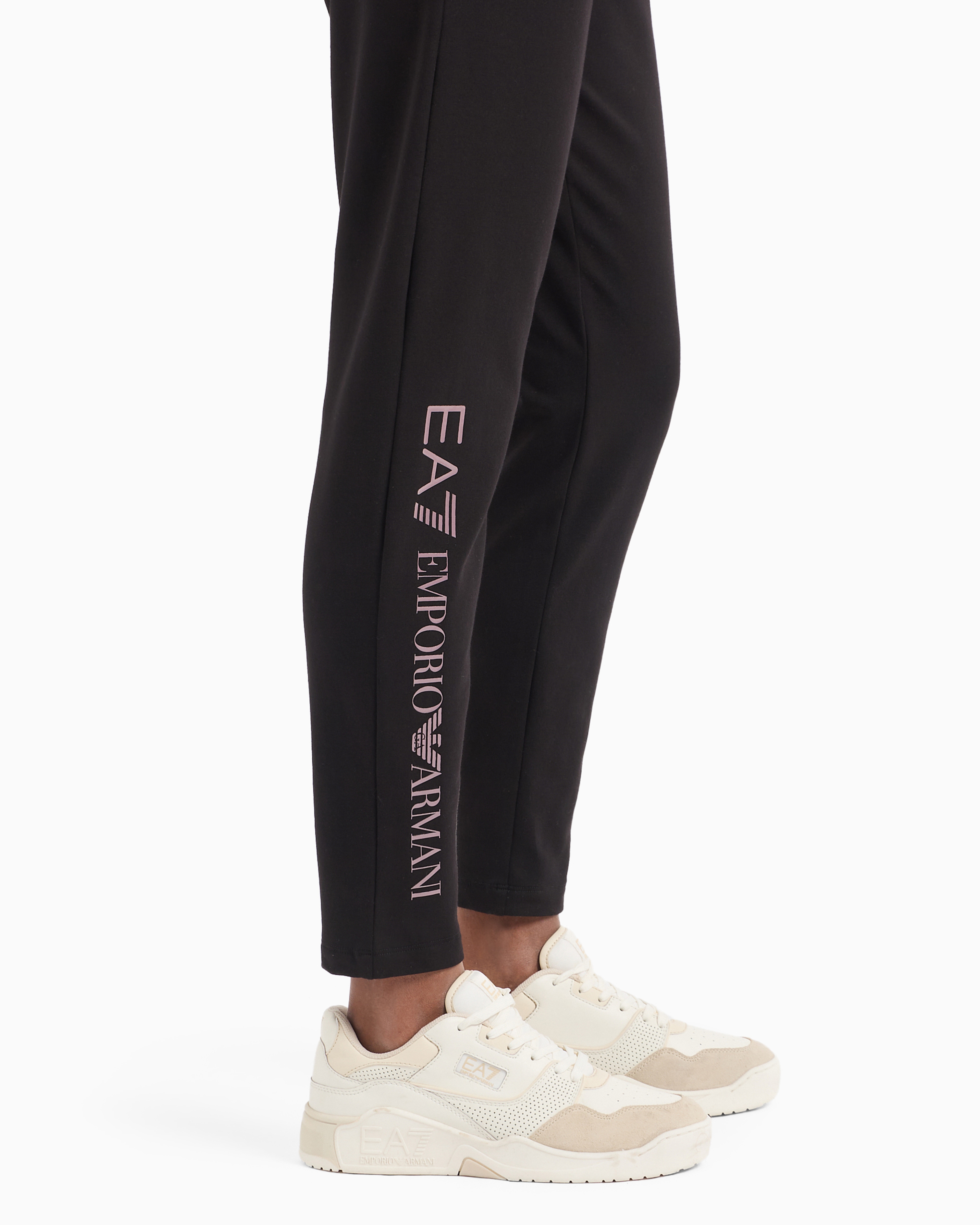 Shop Ea7 Stretch-cotton Tracksuit With Logo In Pink Malva