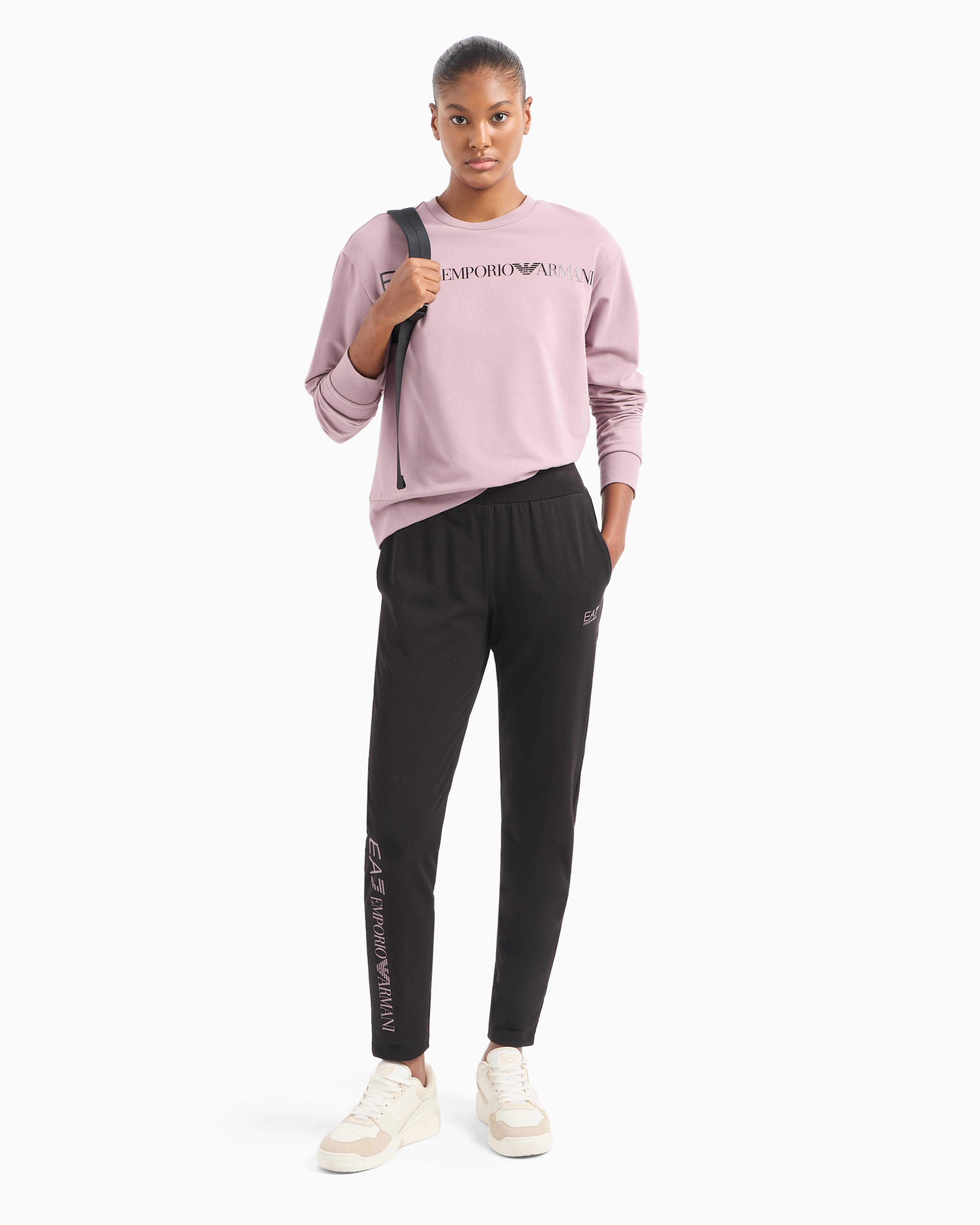 Shop Ea7 Stretch-cotton Tracksuit With Logo In Pink Malva