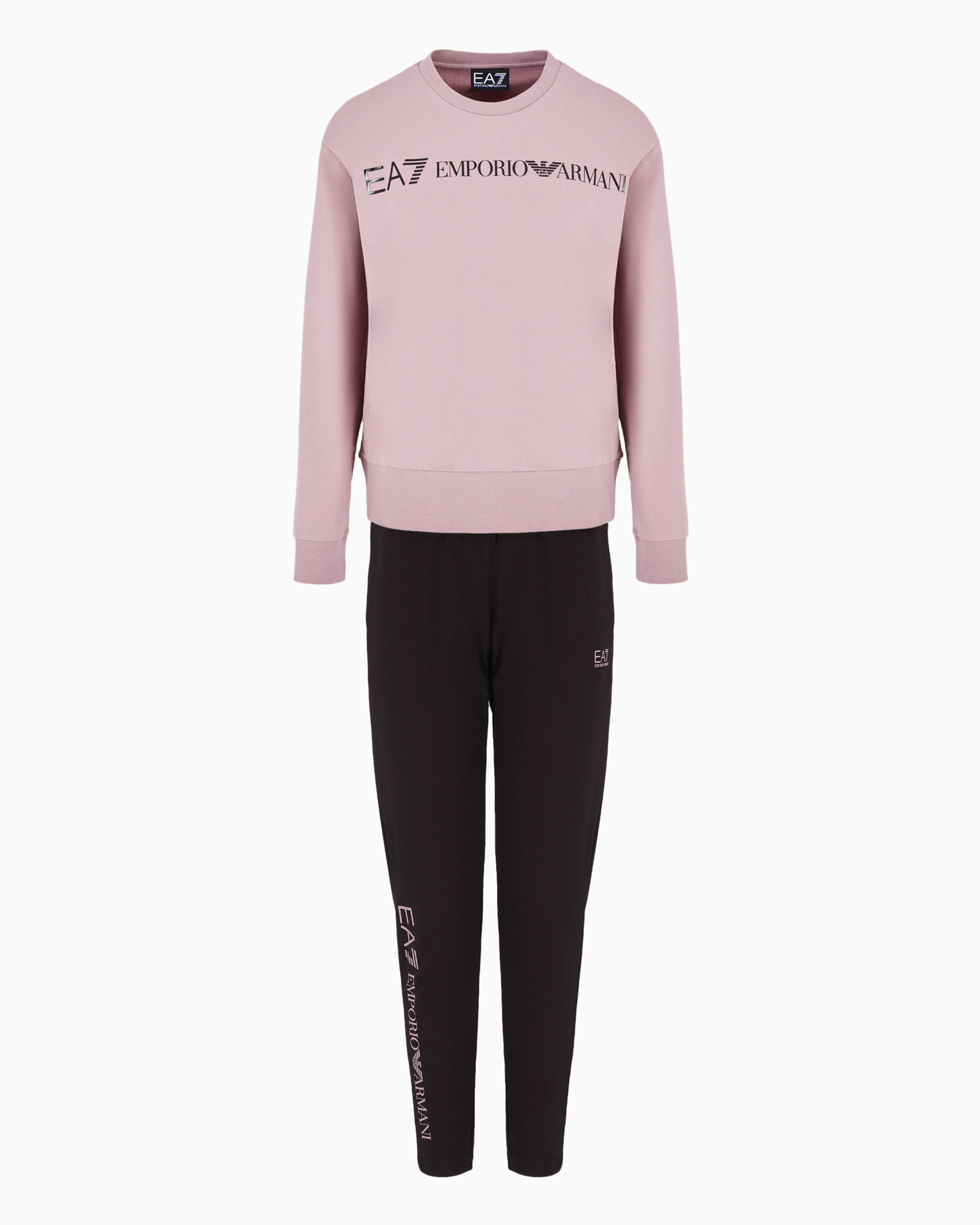 Ea7 Official Store Stretch-cotton Tracksuit With Logo In Pink Malva