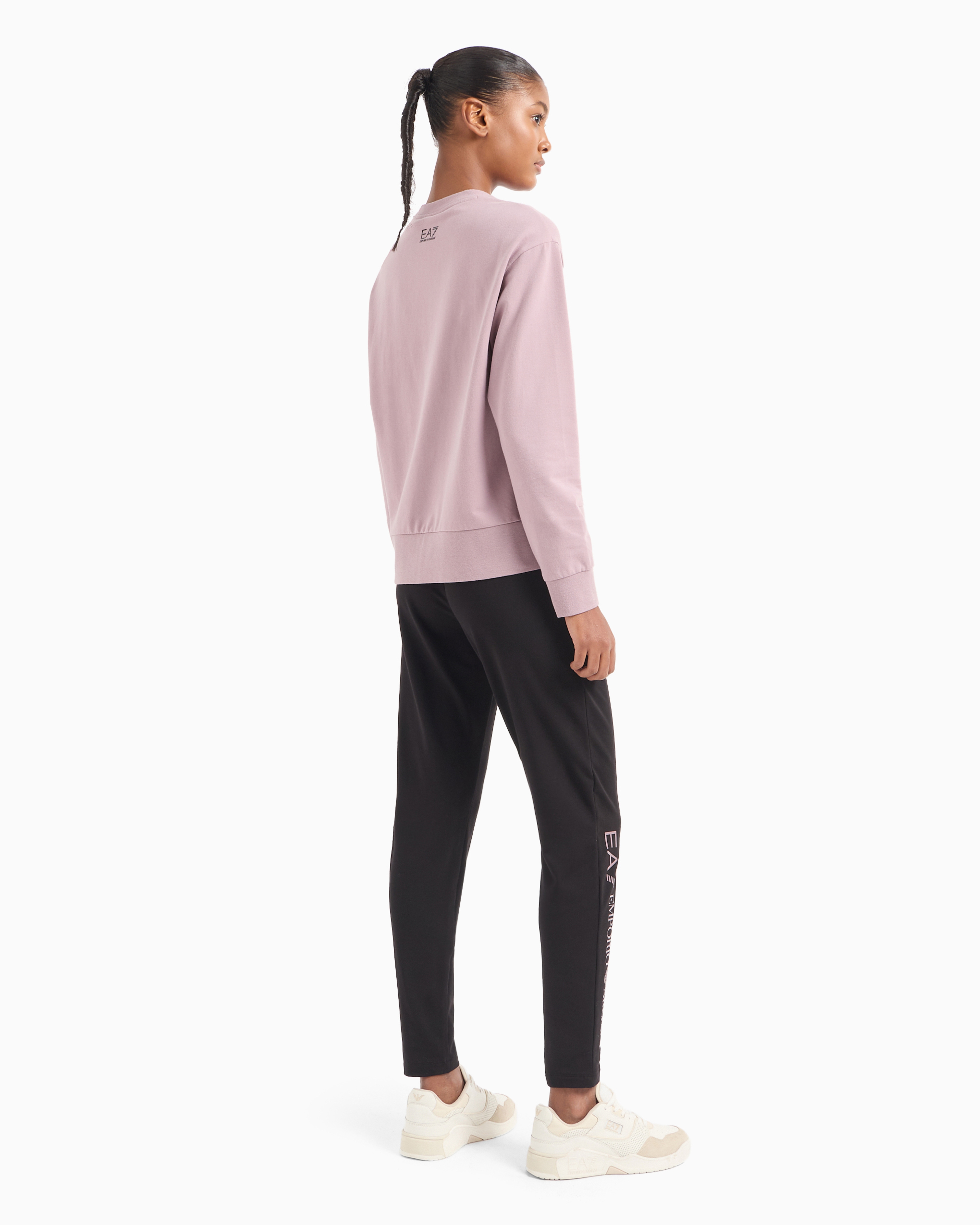 Shop Ea7 Stretch-cotton Tracksuit With Logo In Pink Malva