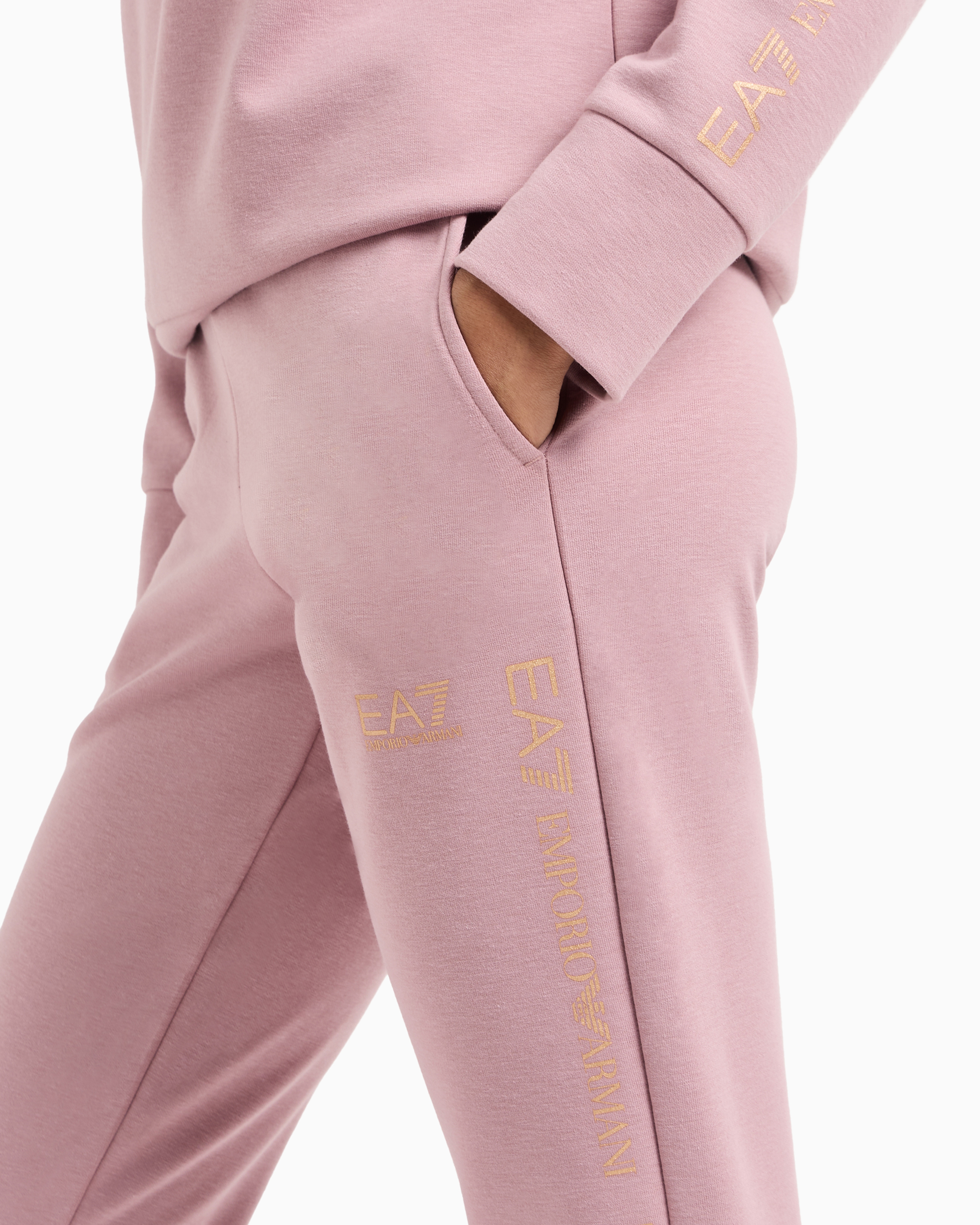 Ea7 Official Store Stretch-cotton Tracksuit In Pink