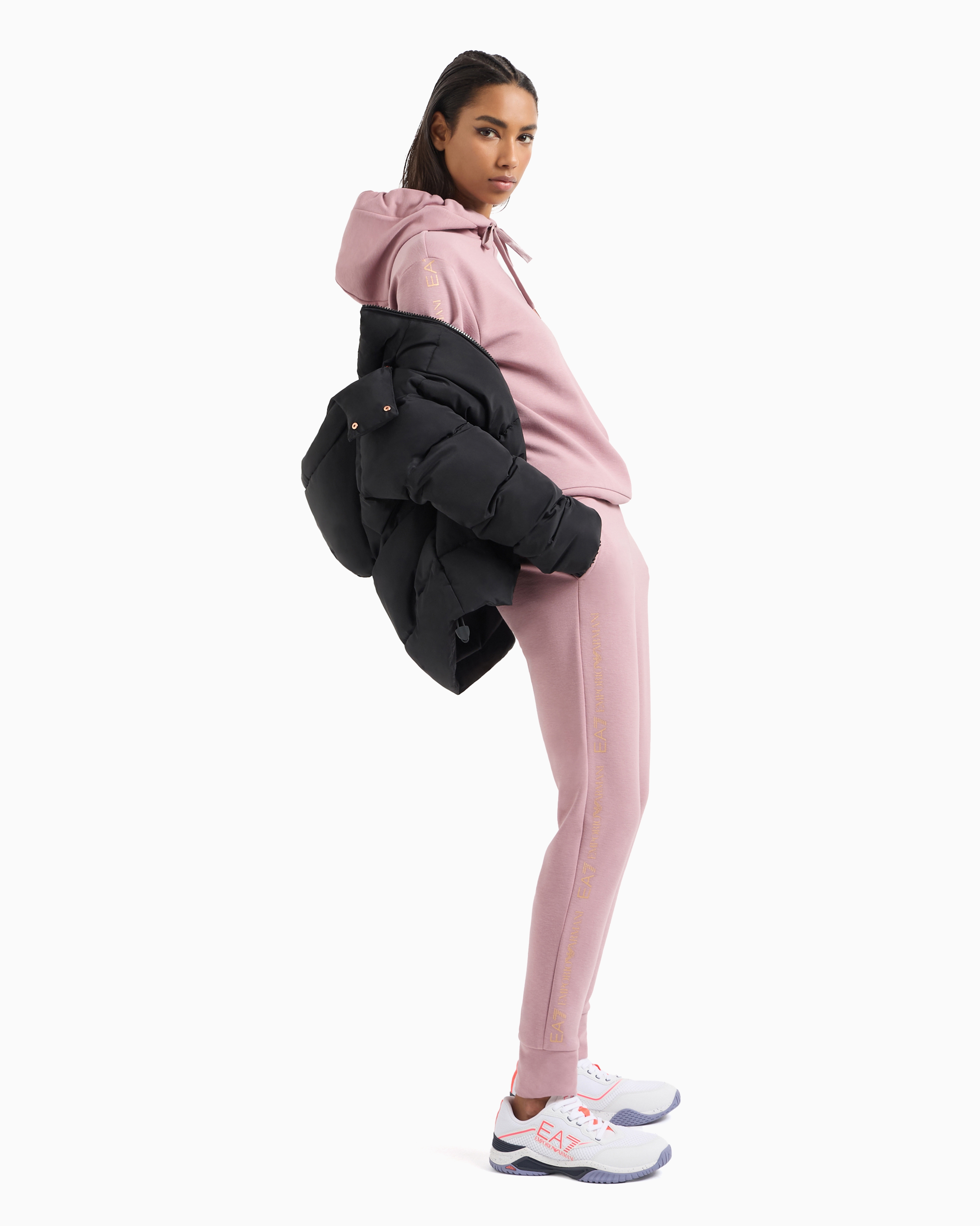 Ea7 Official Store Stretch-cotton Tracksuit In Pink