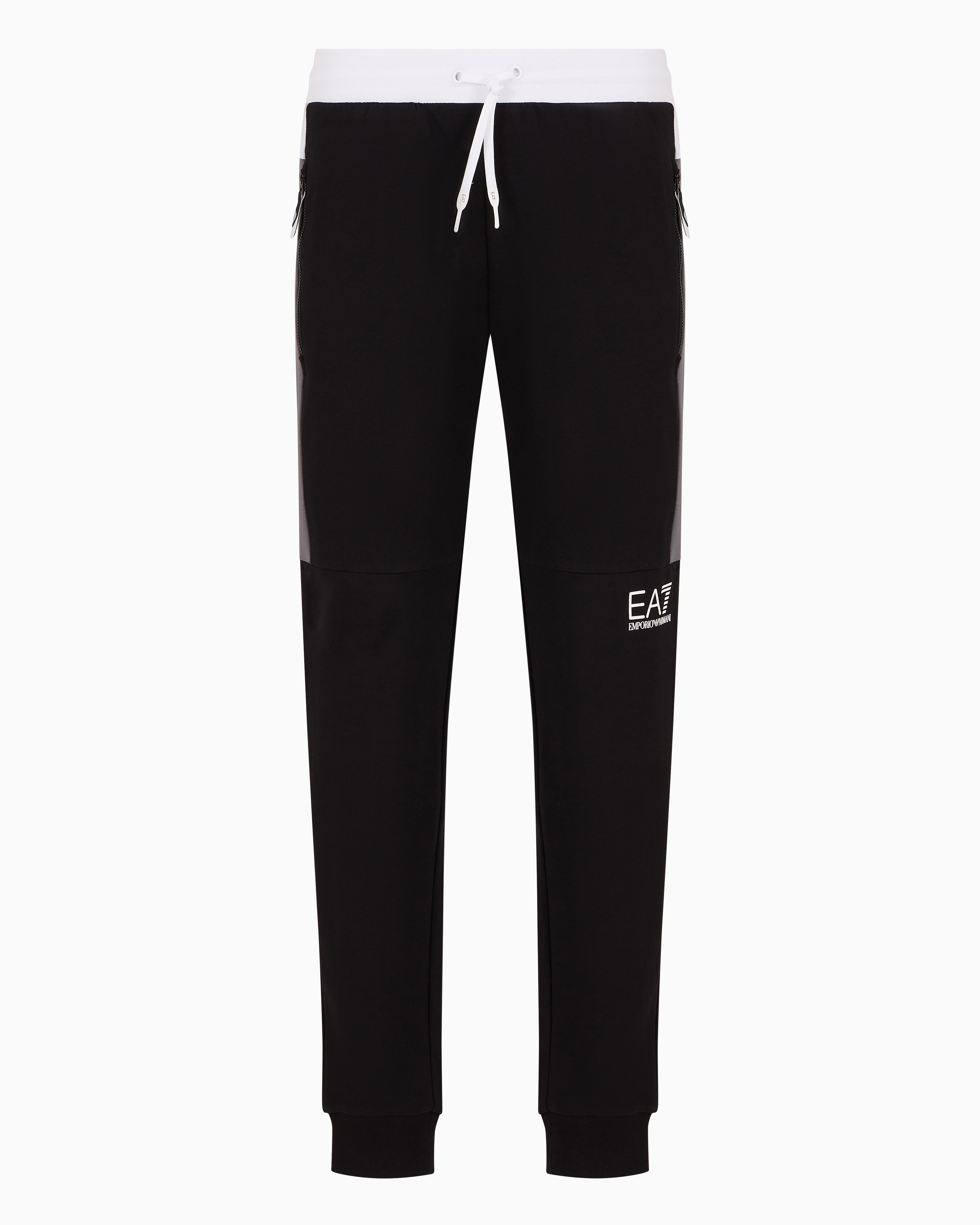 Ea7 Official Store Asv Recycled Cotton-blend Summer Block Joggers In Black