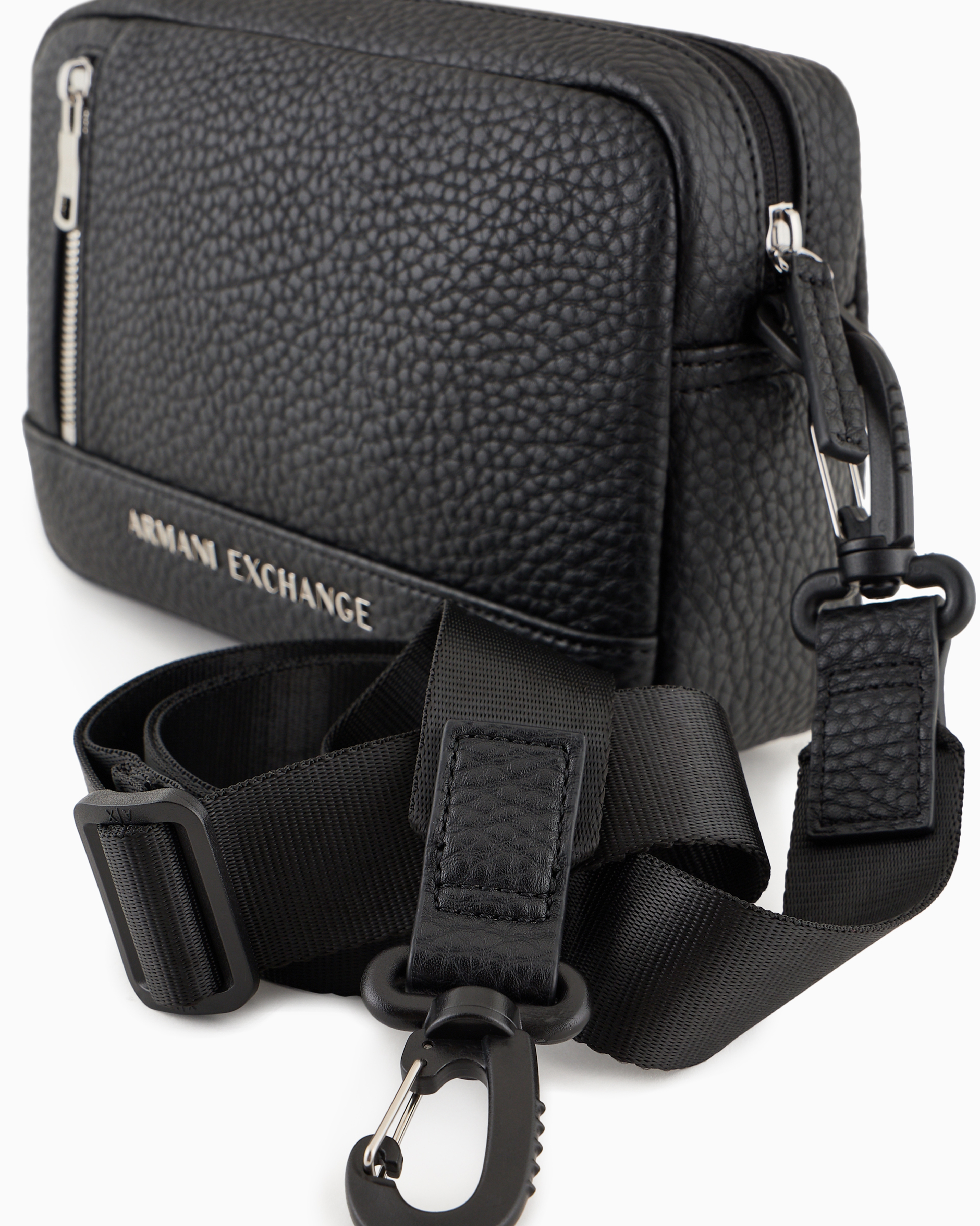 Shop Armani Exchange Camera Case Bag With Metal Logo In Black