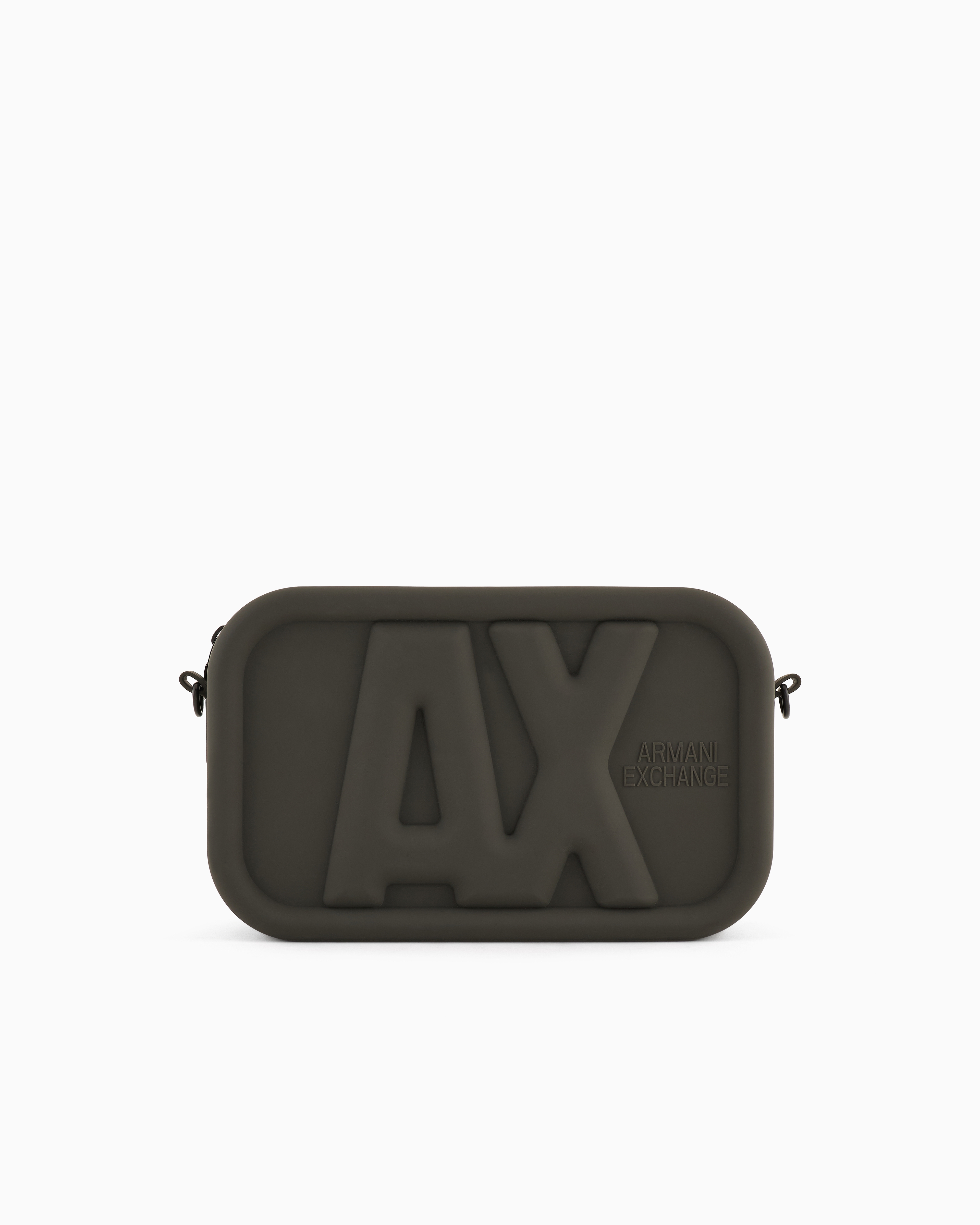 ARMANI EXCHANGE SILICONE CROSSBODY BAG WITH EMBOSSED LOGO 