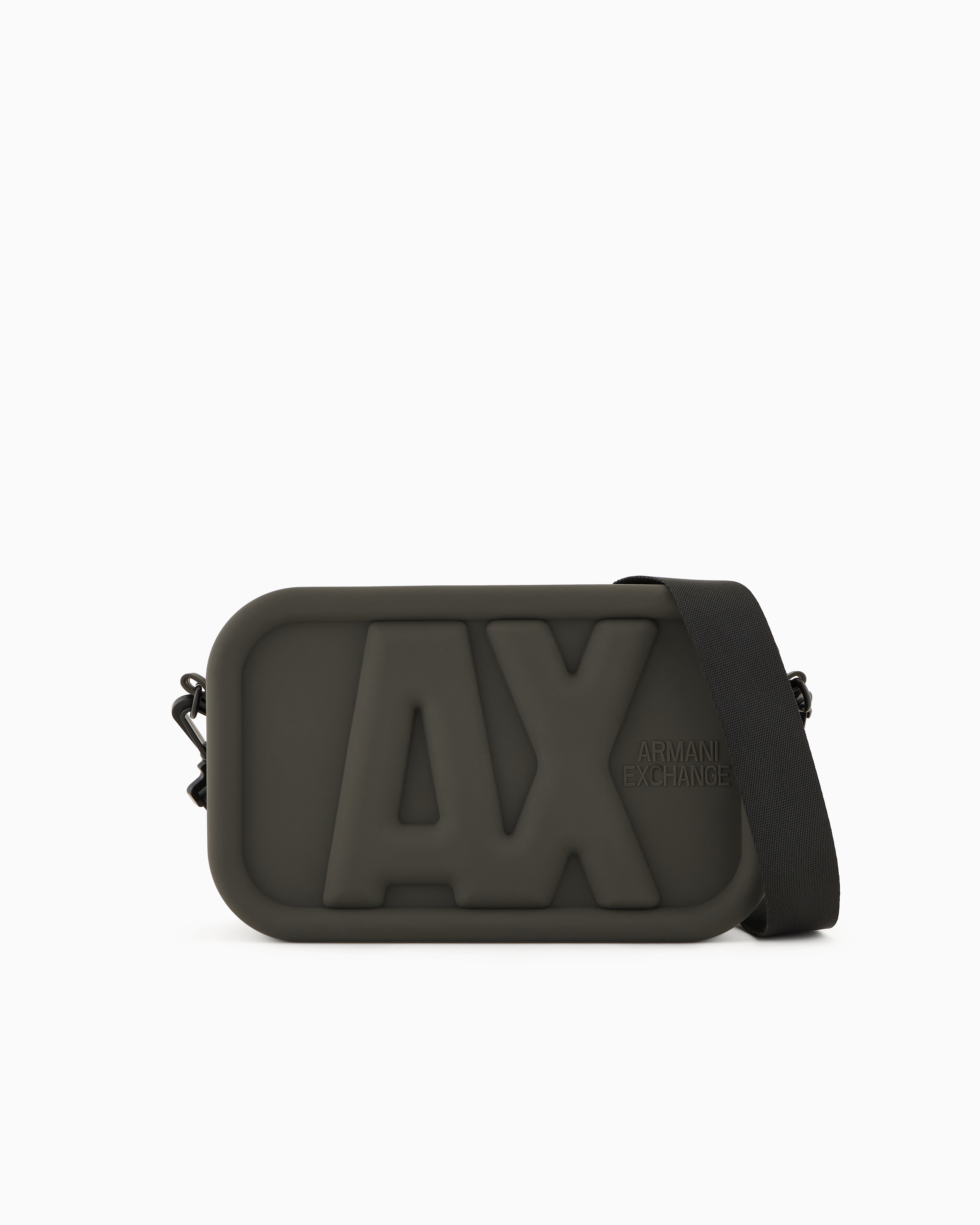 ARMANI EXCHANGE SILICONE CROSSBODY BAG WITH EMBOSSED LOGO 