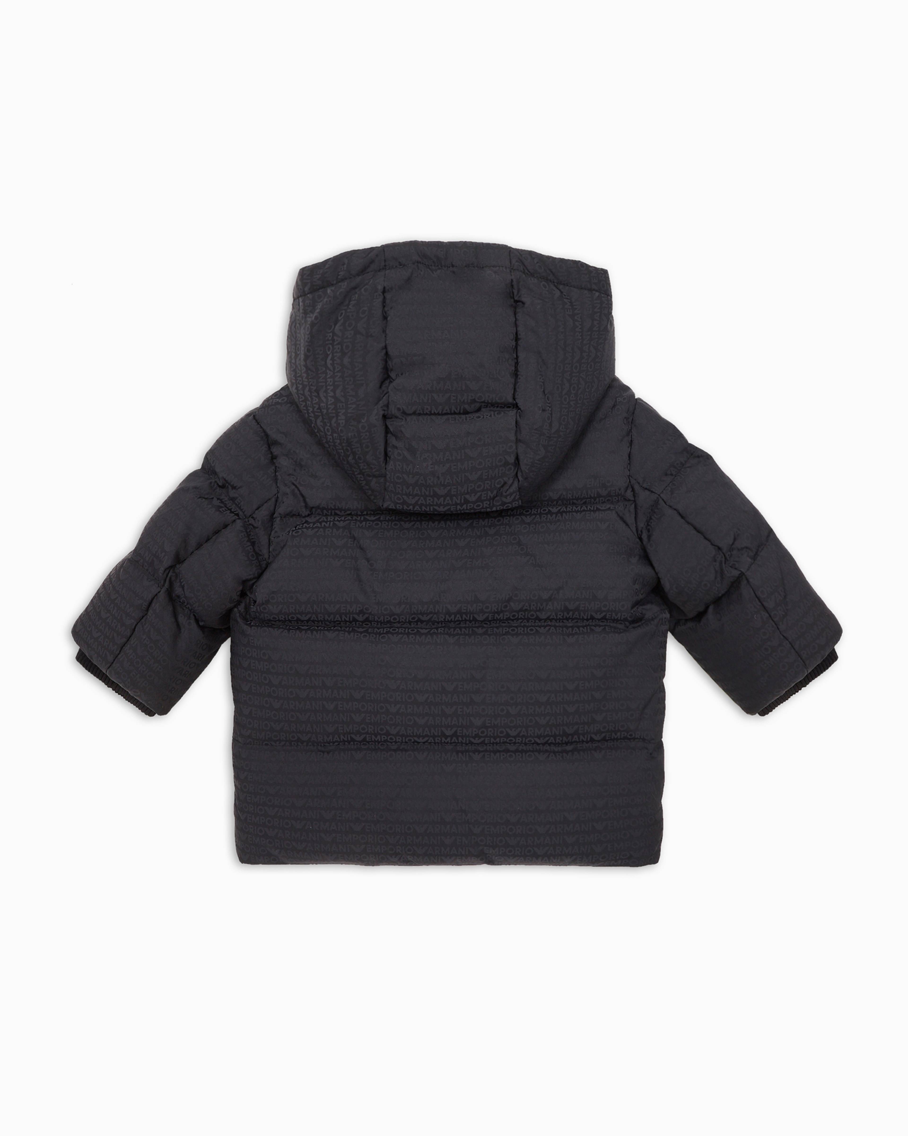 EMPORIO ARMANI ASV HOODED, QUILTED-NYLON PUFFER JACKET WITH LOGO LETTERING AND RECYCLED DOWN 