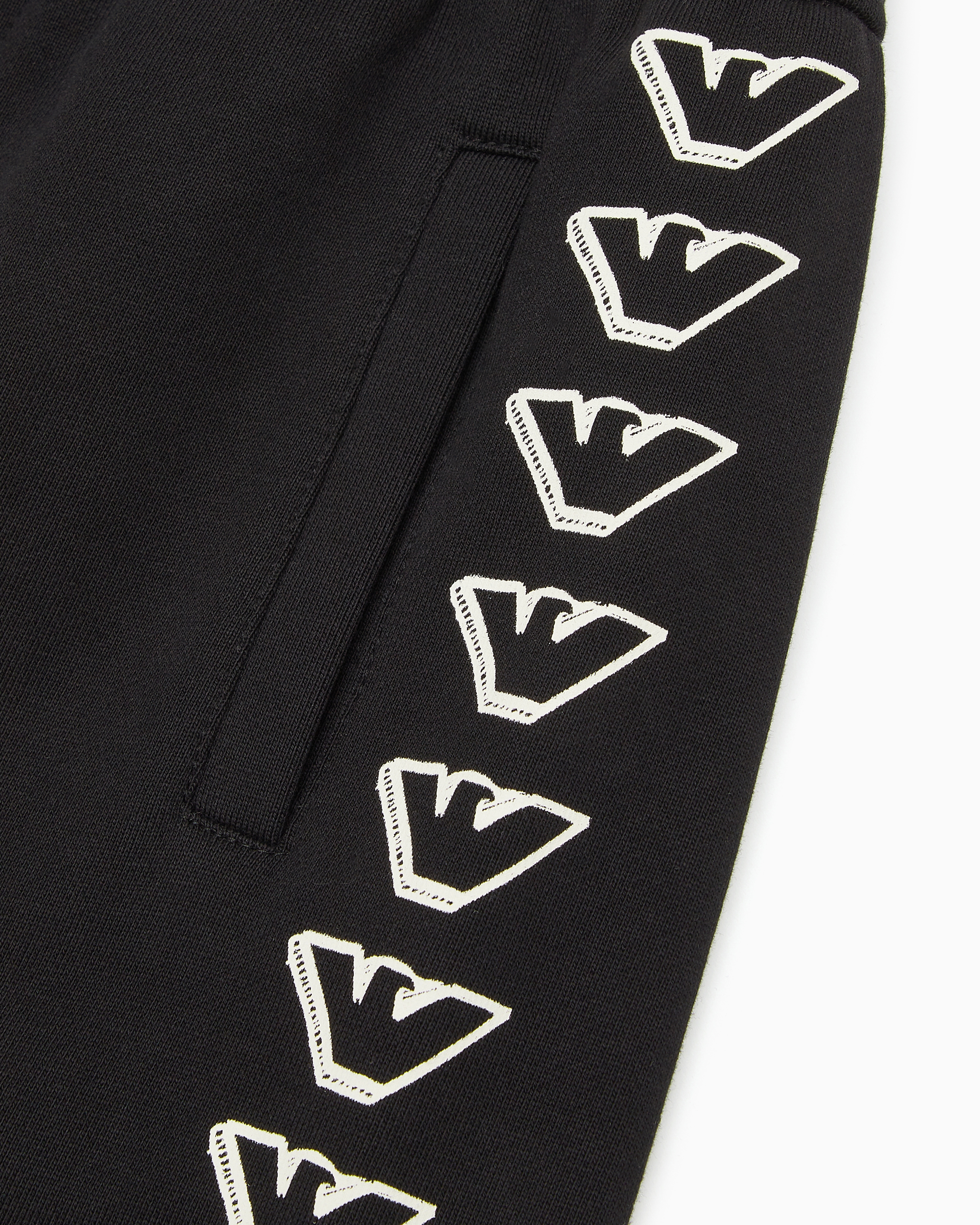 Shop Emporio Armani Ea Crew Jersey Joggers With Eagles Graphic Design In Black