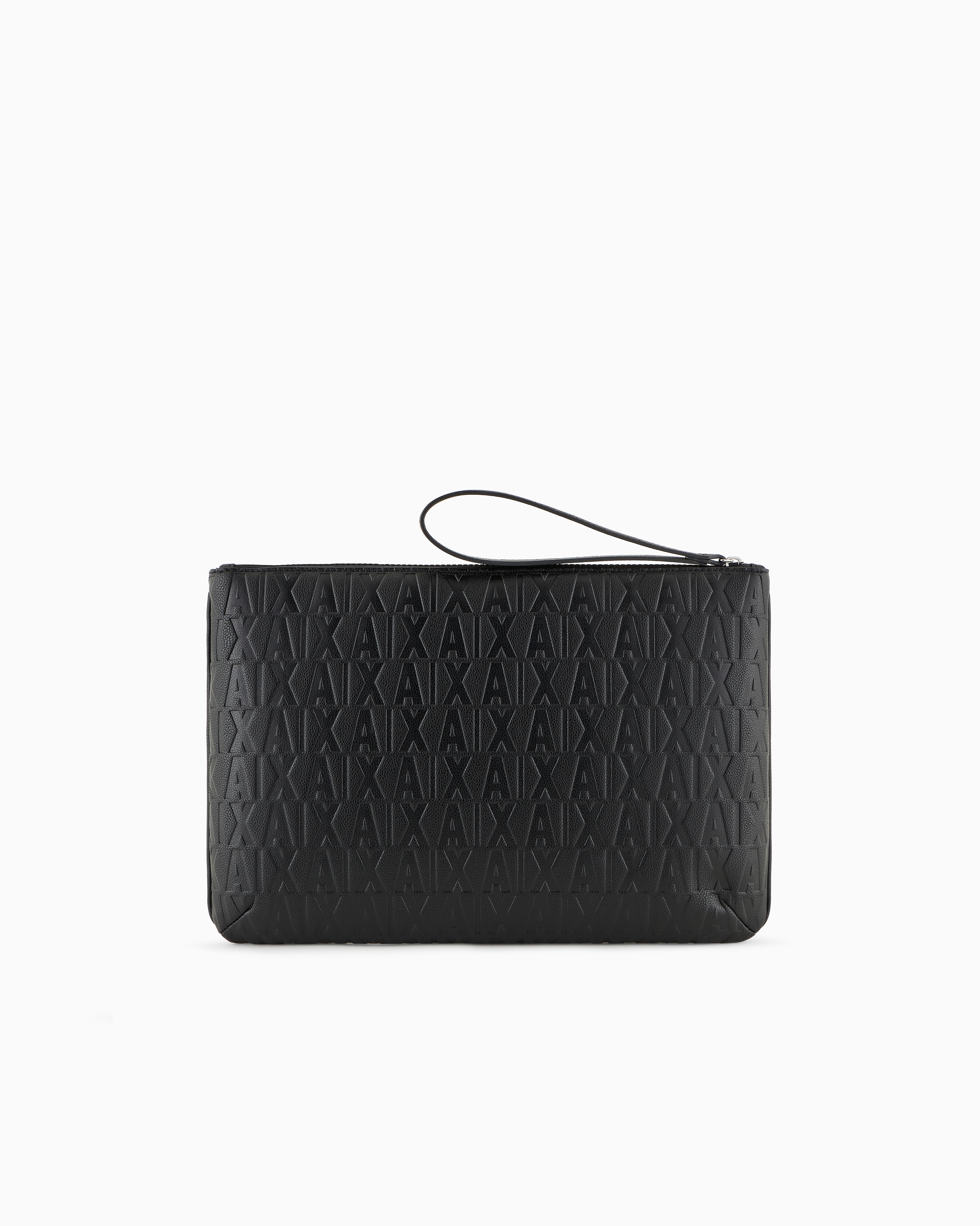 Shop Armani Exchange Flat Case With Embossed Logo On The Entire Surface In Noir