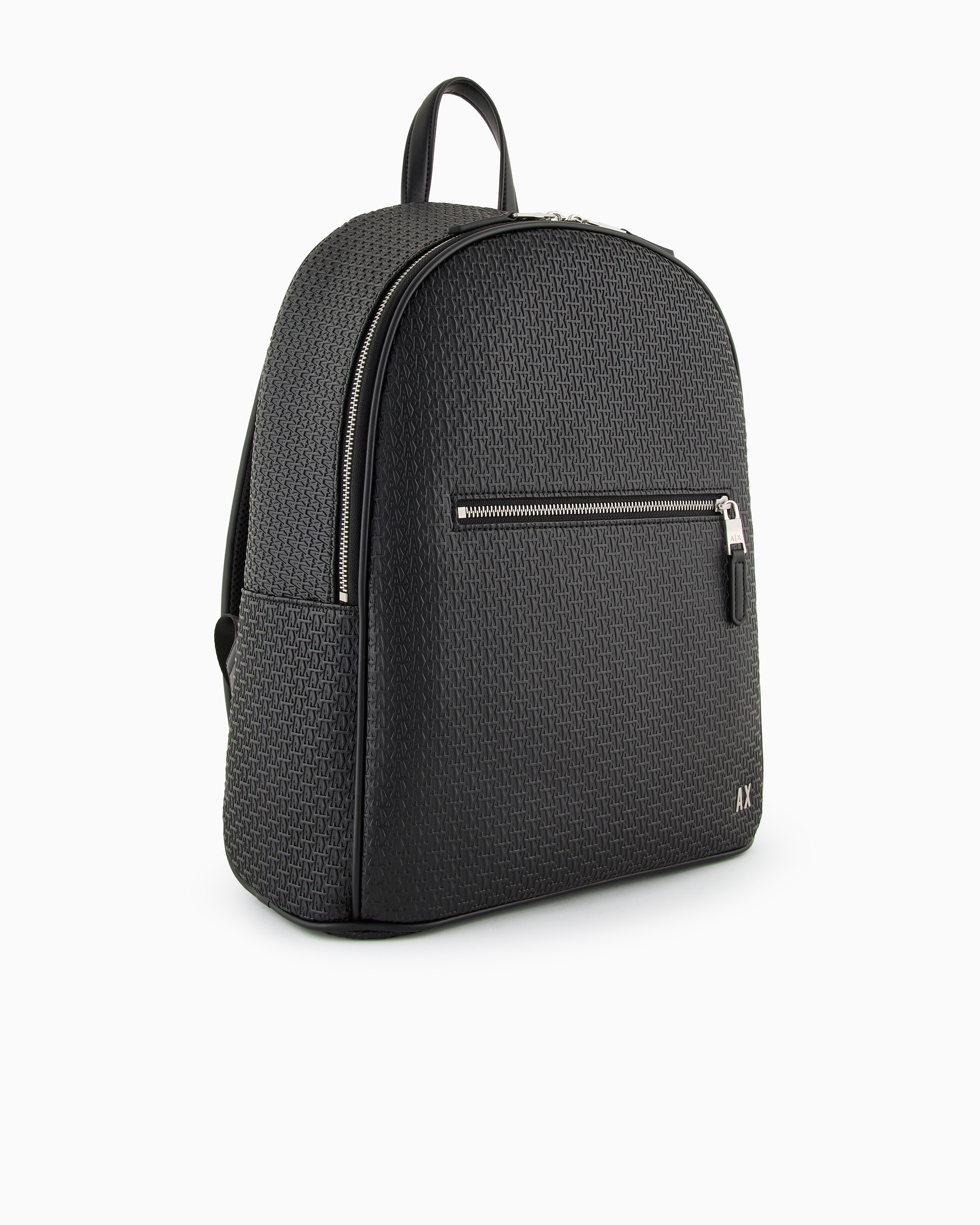 Shop Armani Exchange Backpack With All-over Embossed Logo In Black