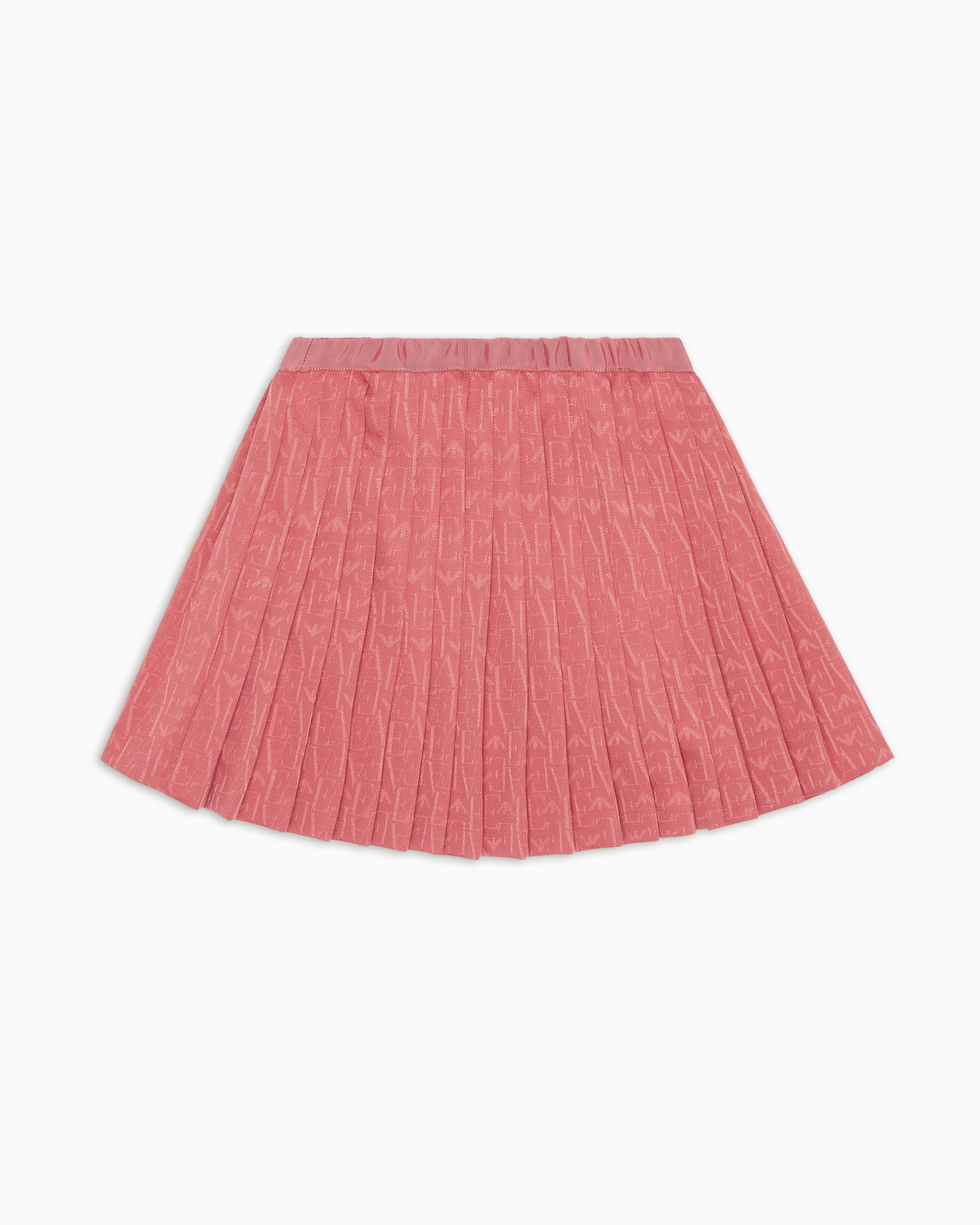 Emporio Armani Pleated Skirt With All-over Jacquard Logo Lettering In Pink