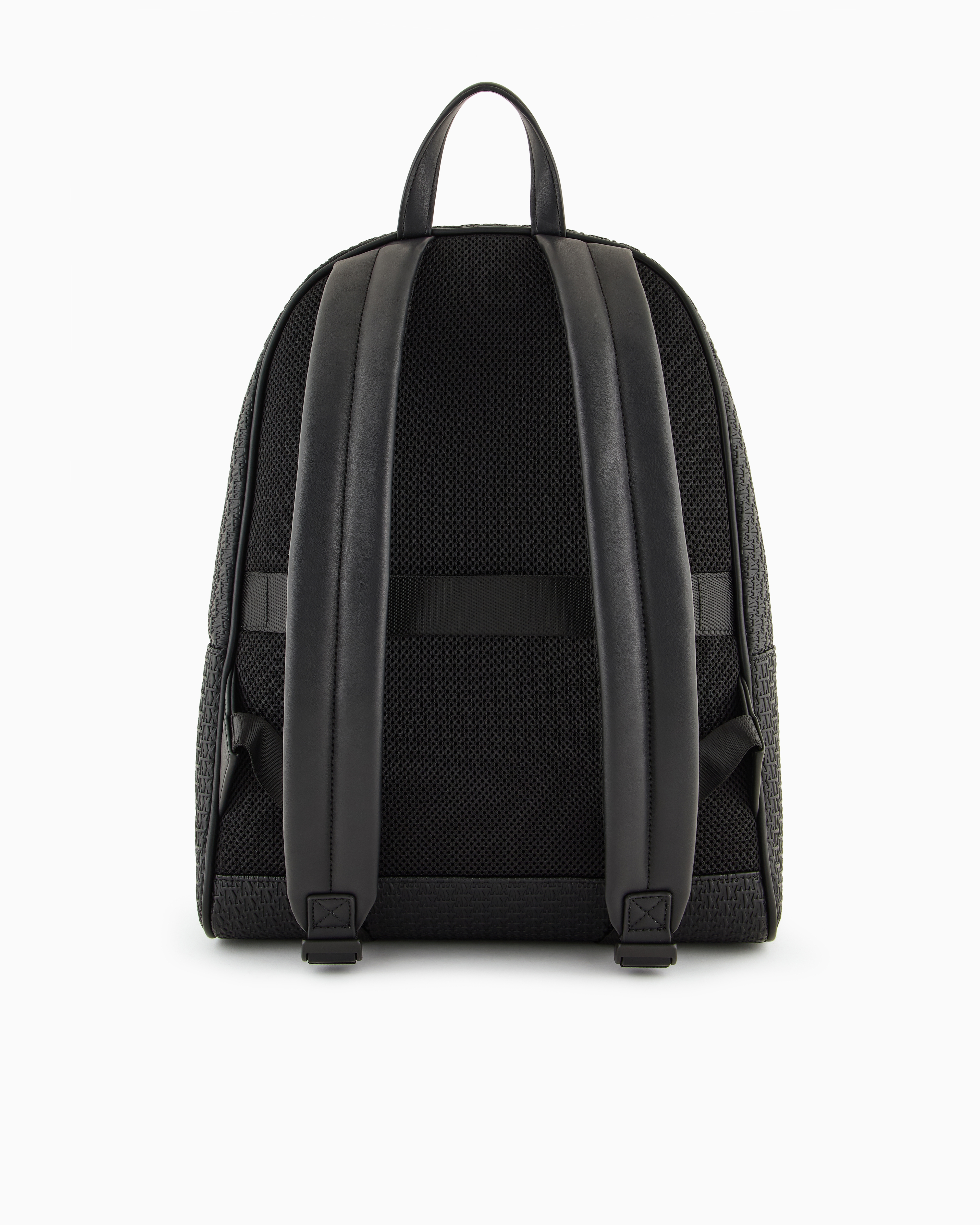 Shop Armani Exchange Backpack With All-over Embossed Logo In Black