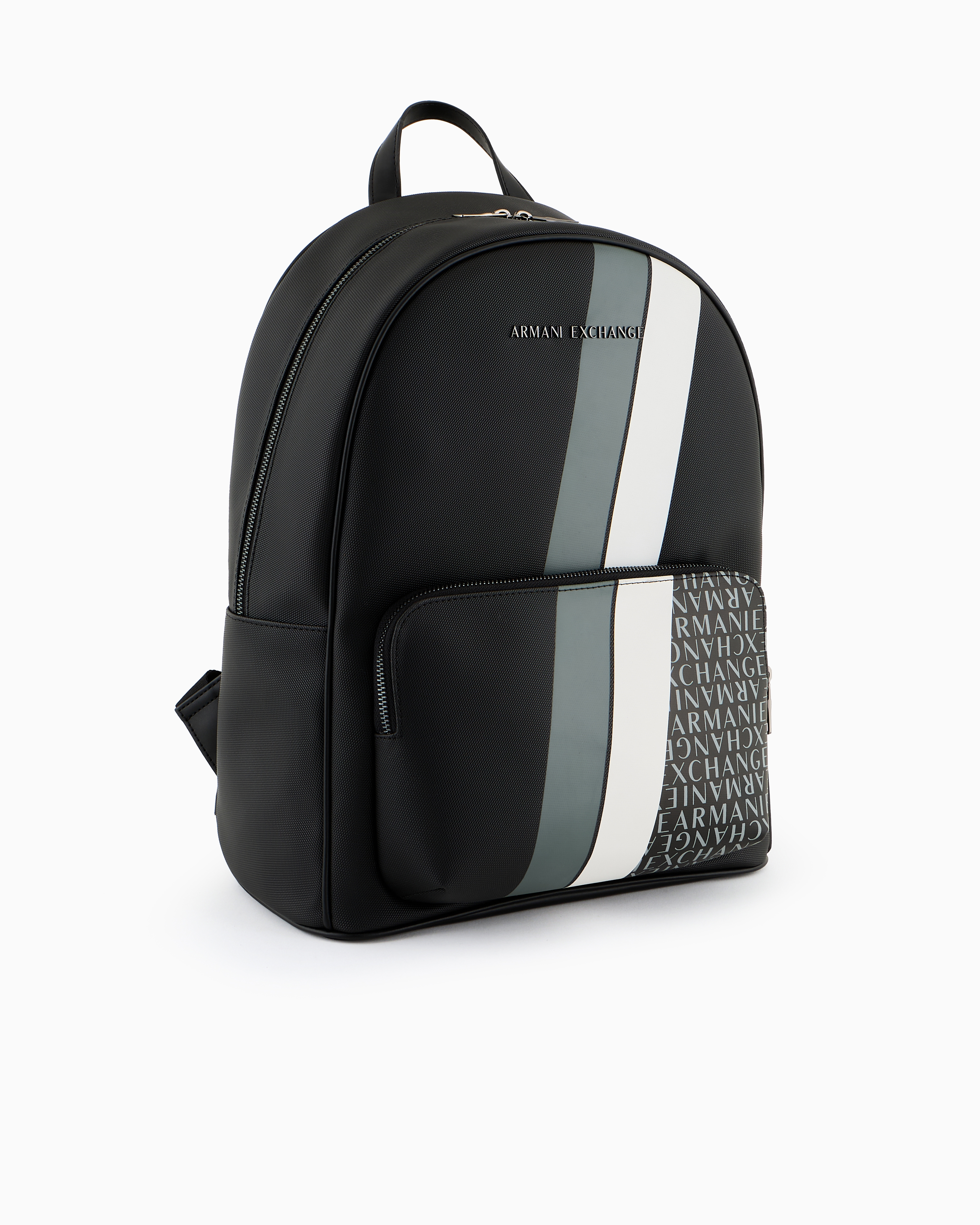 Shop Armani Exchange Backpack With Monogram And Stripes In Green