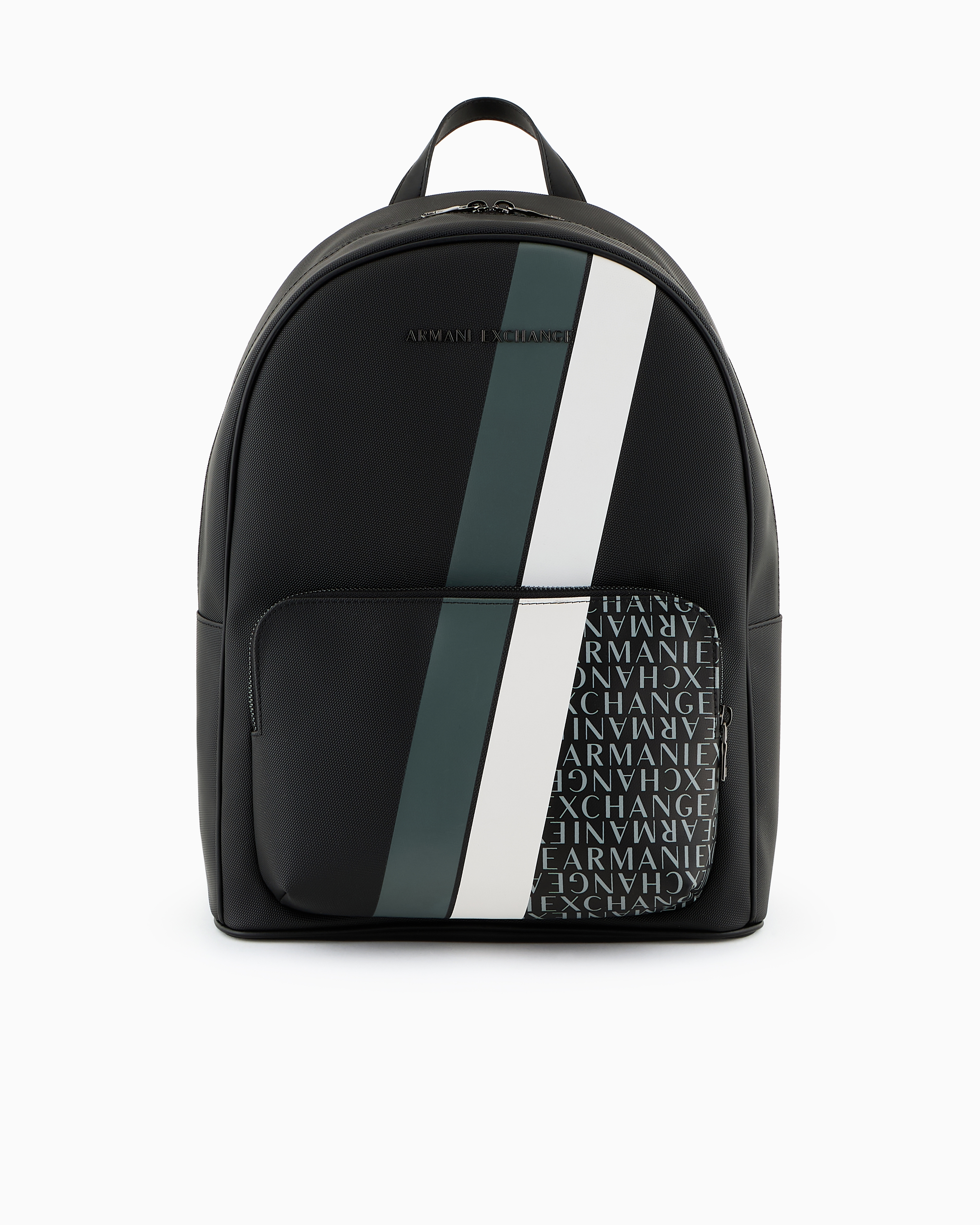 Shop Armani Exchange Backpack With Monogram And Stripes In Green