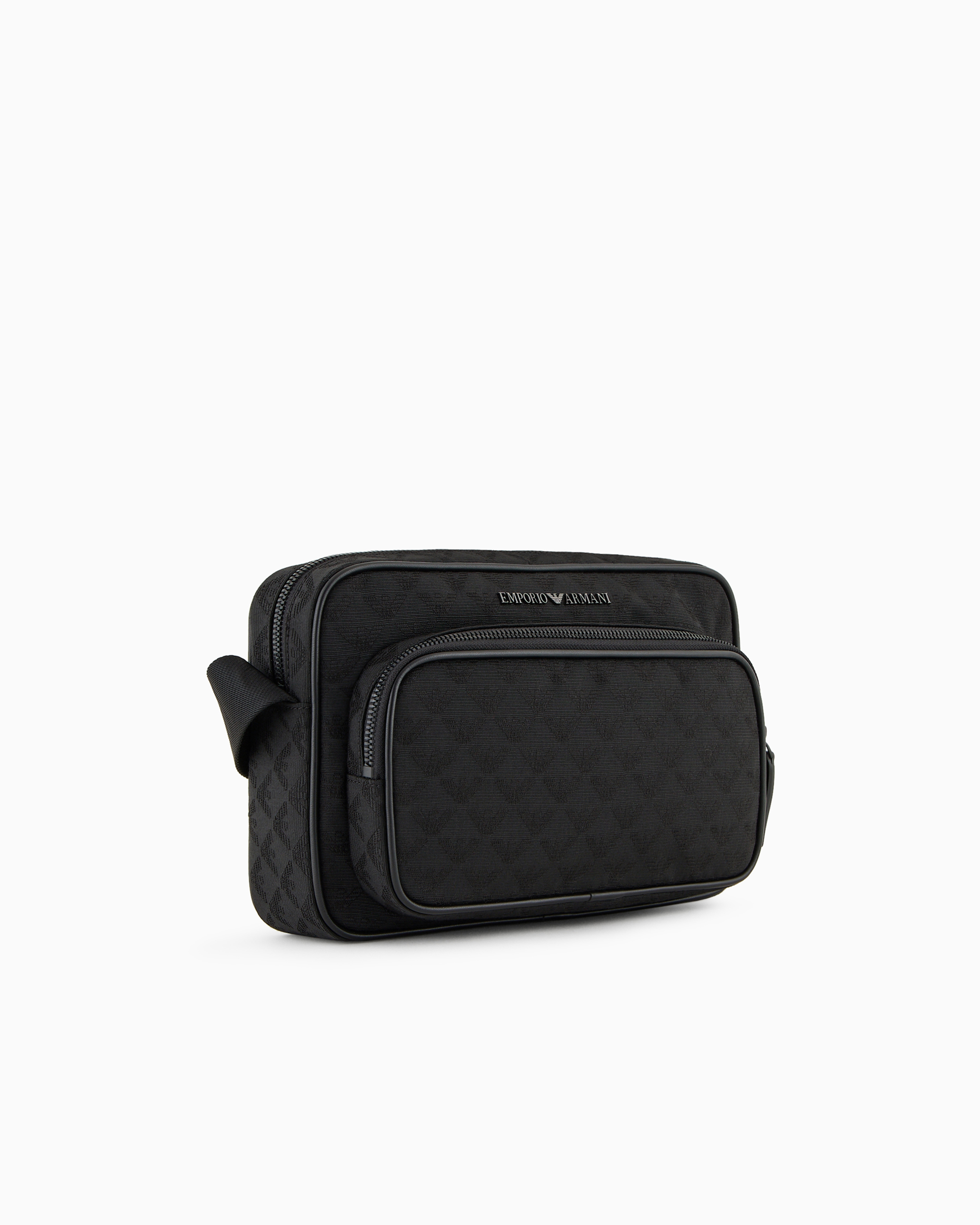 EMPORIO ARMANI NYLON SHOULDER BAG WITH ALL-OVER JACQUARD EAGLE 