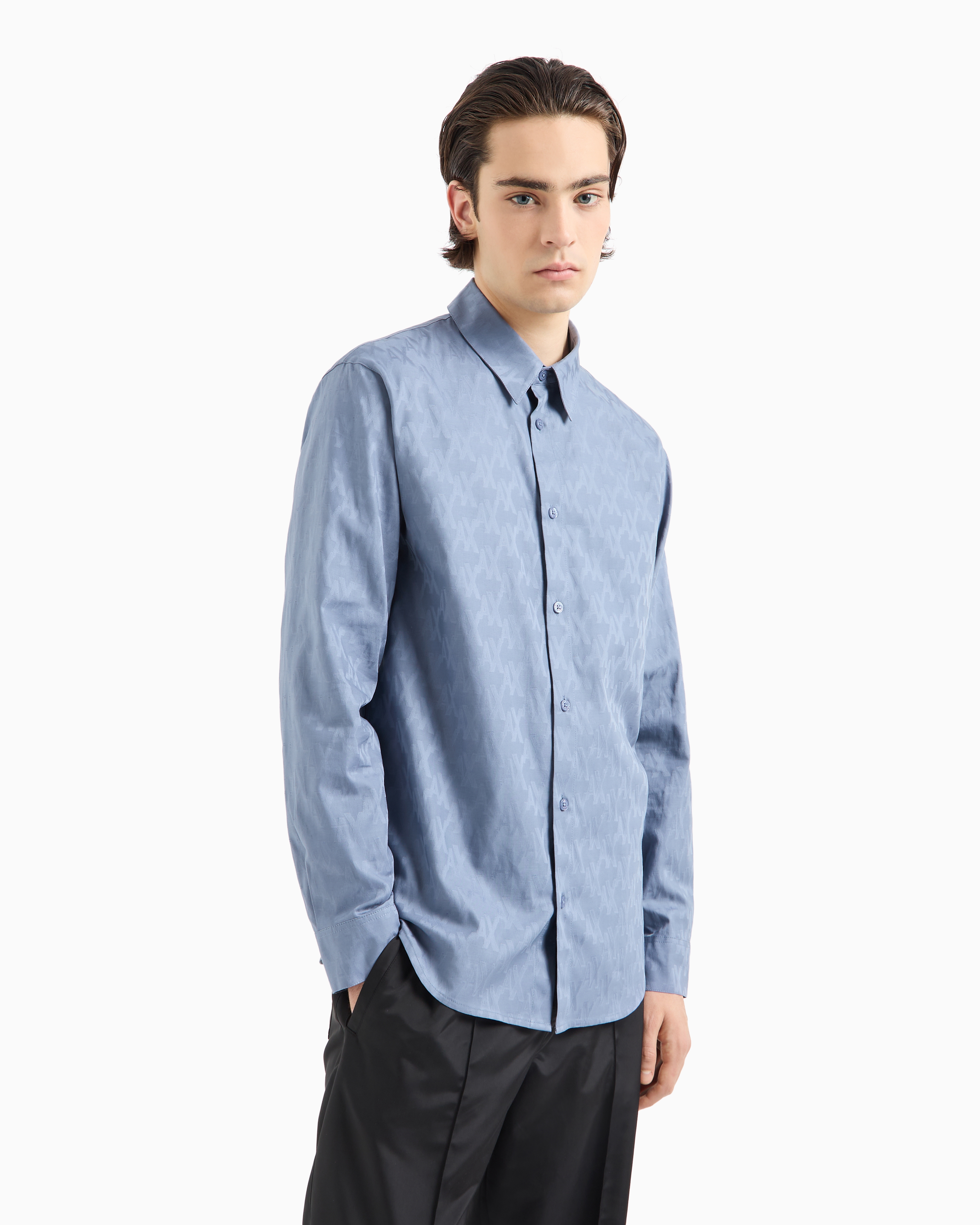 ARMANI EXCHANGE REGULAR FIT MONOGRAM COTTON SHIRT 