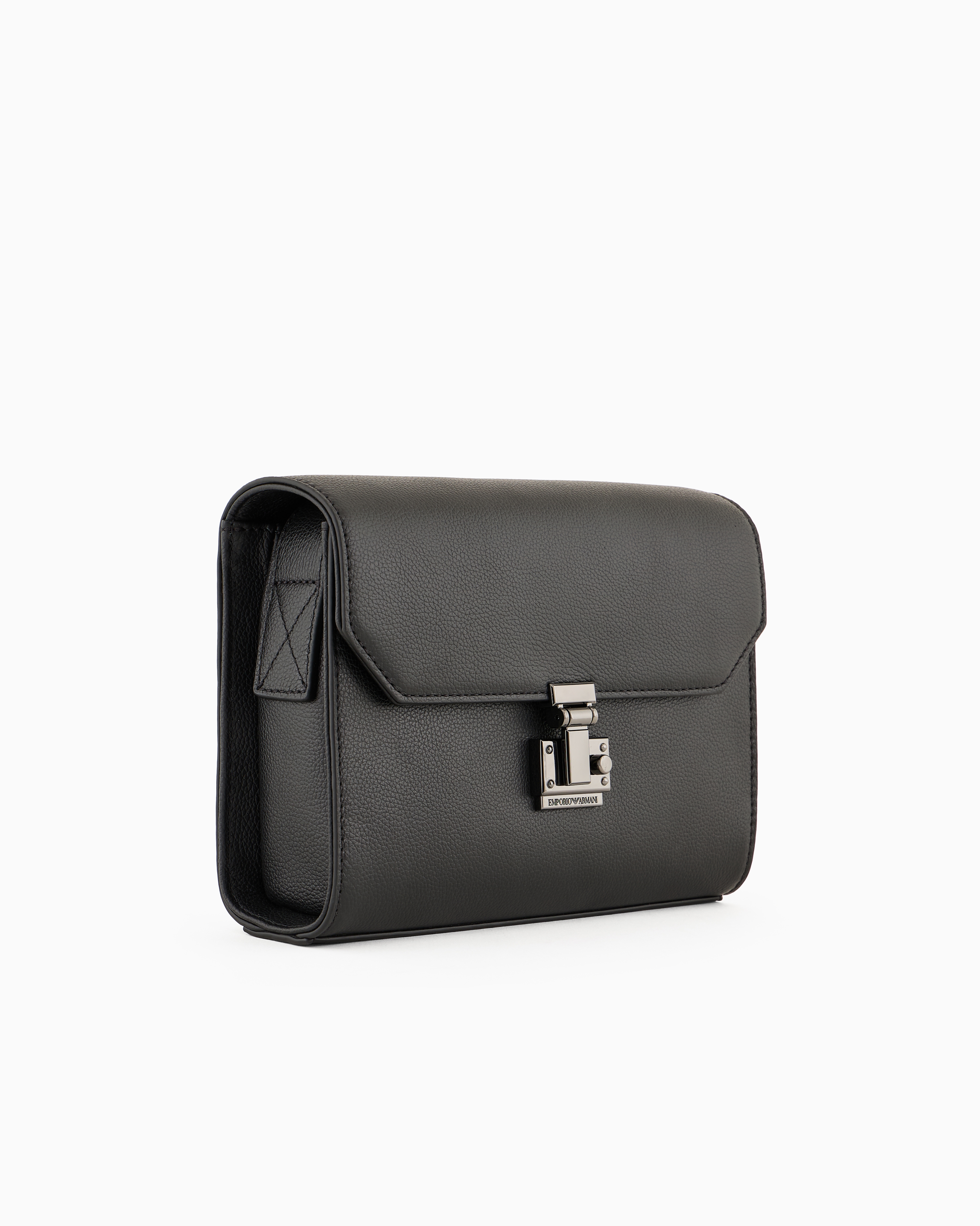 EMPORIO ARMANI SHOULDER BAG WITH FLAP IN TUMBLED LEATHER 