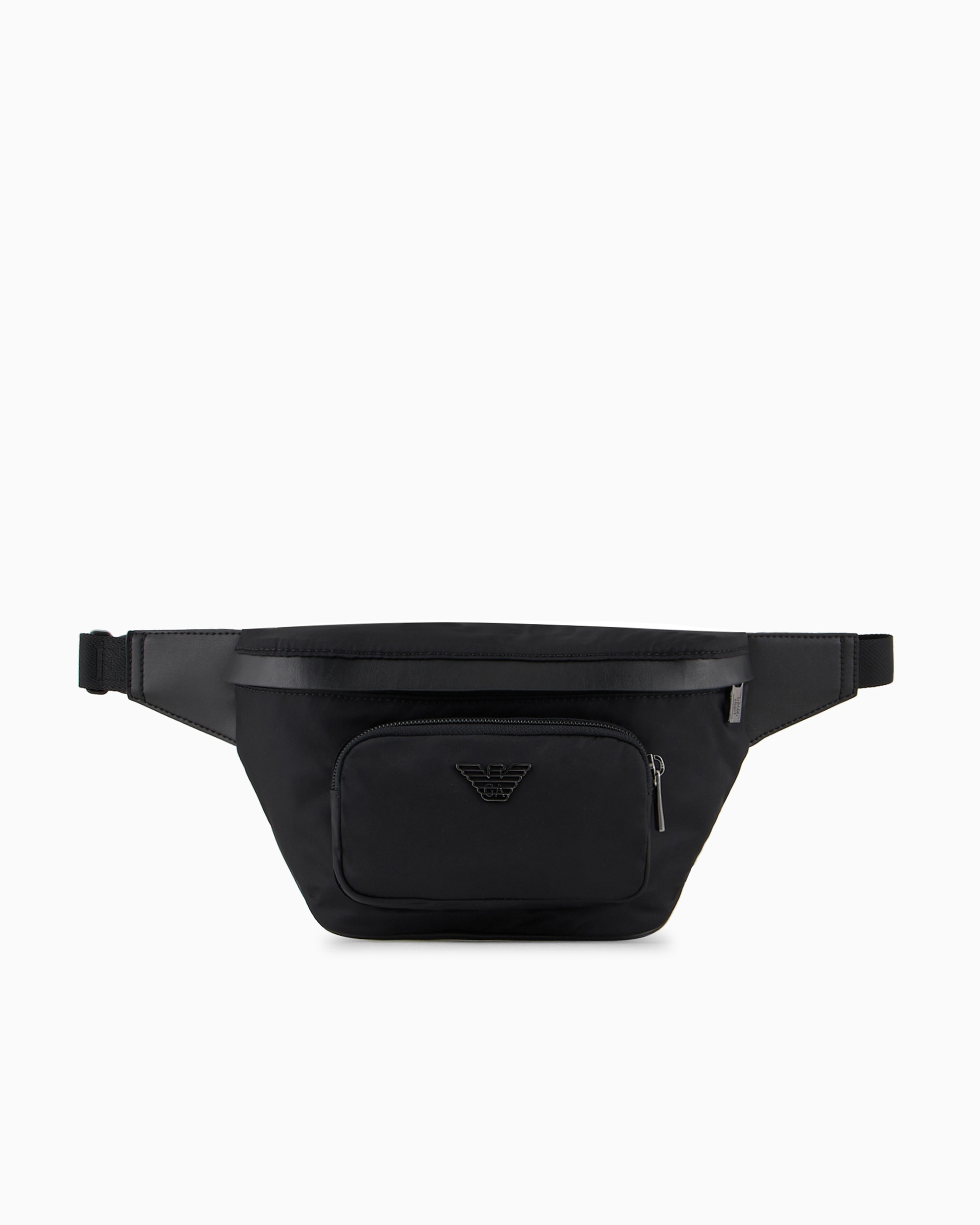 Shop Emporio Armani Asv Recycled-nylon Belt Bag In Black