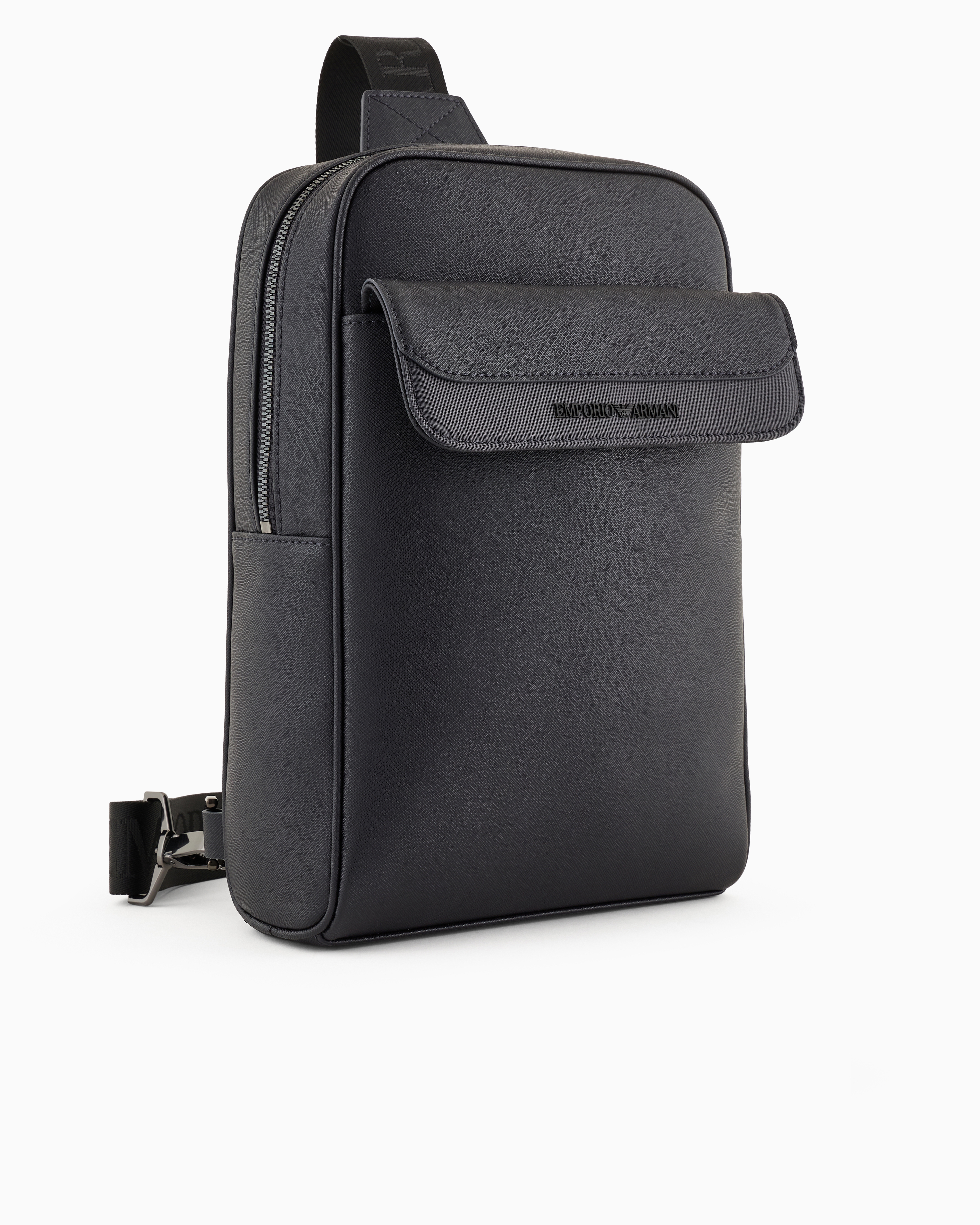 EMPORIO ARMANI ASV REGENERATED SAFFIANO AND RECYCLED NYLON ONE-SHOULDER BACKPACK 