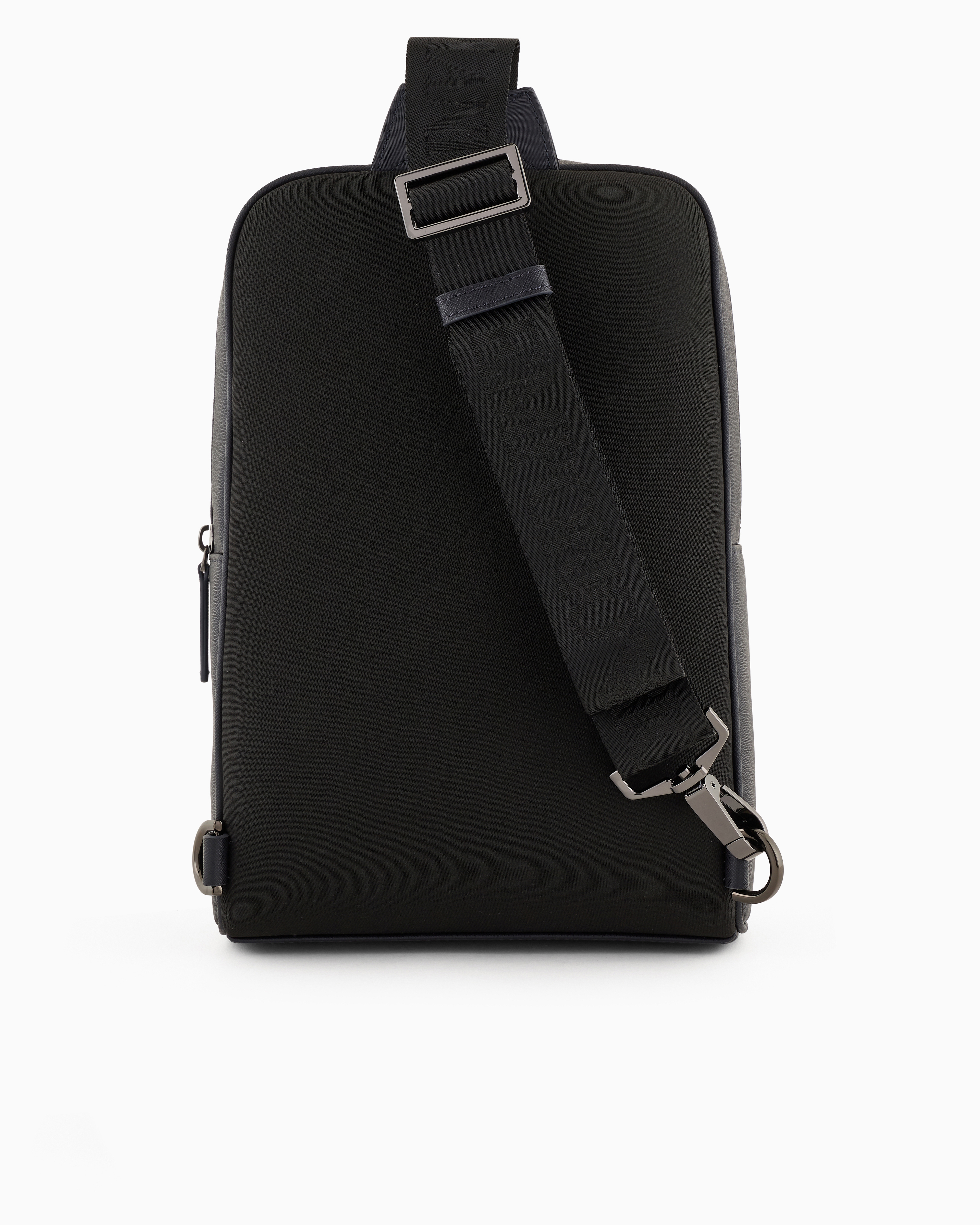 EMPORIO ARMANI ASV REGENERATED SAFFIANO AND RECYCLED NYLON ONE-SHOULDER BACKPACK 