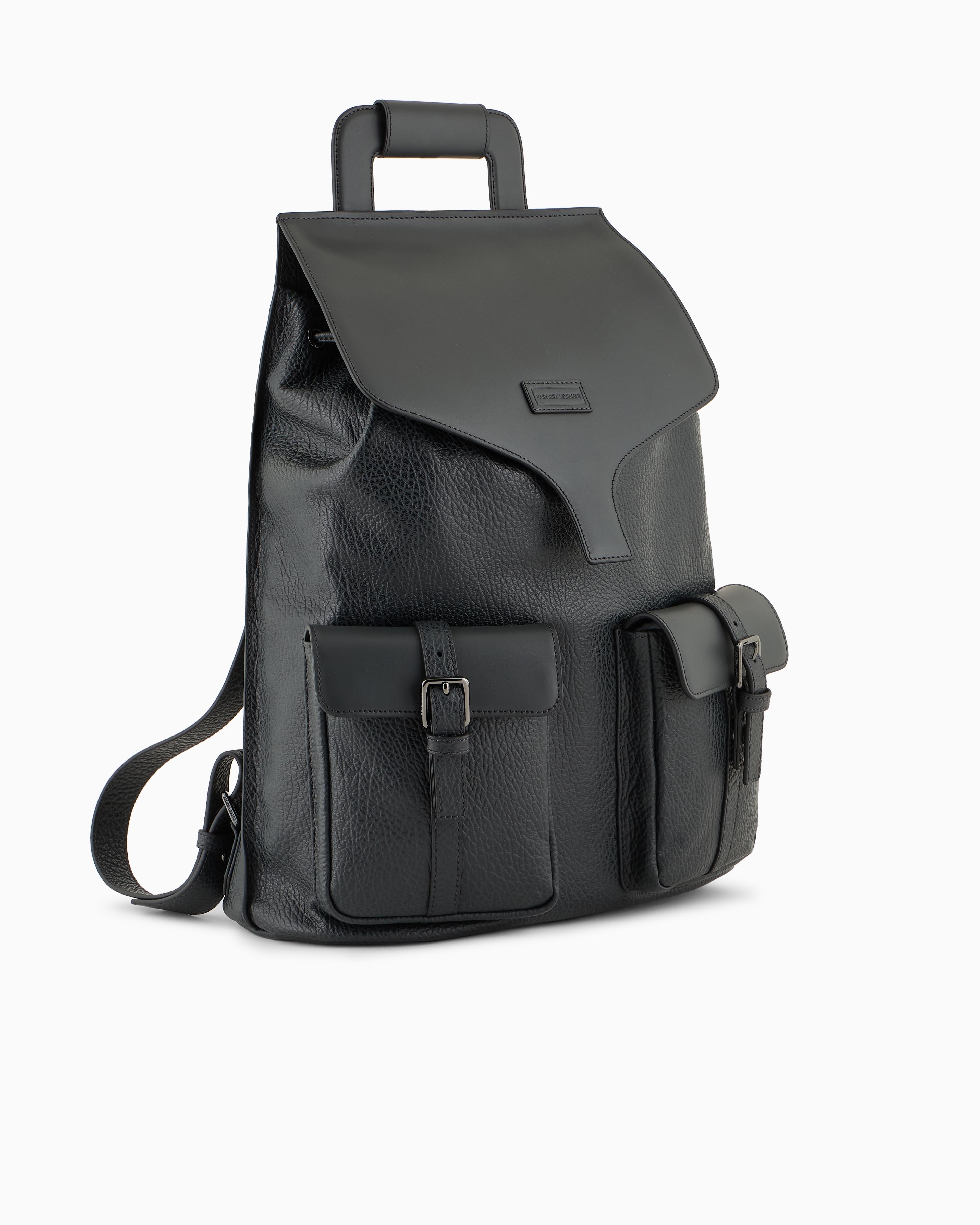 EMPORIO ARMANI PEBBLED-LEATHER BACKPACK WITH SMOOTH LEATHER DETAILS 