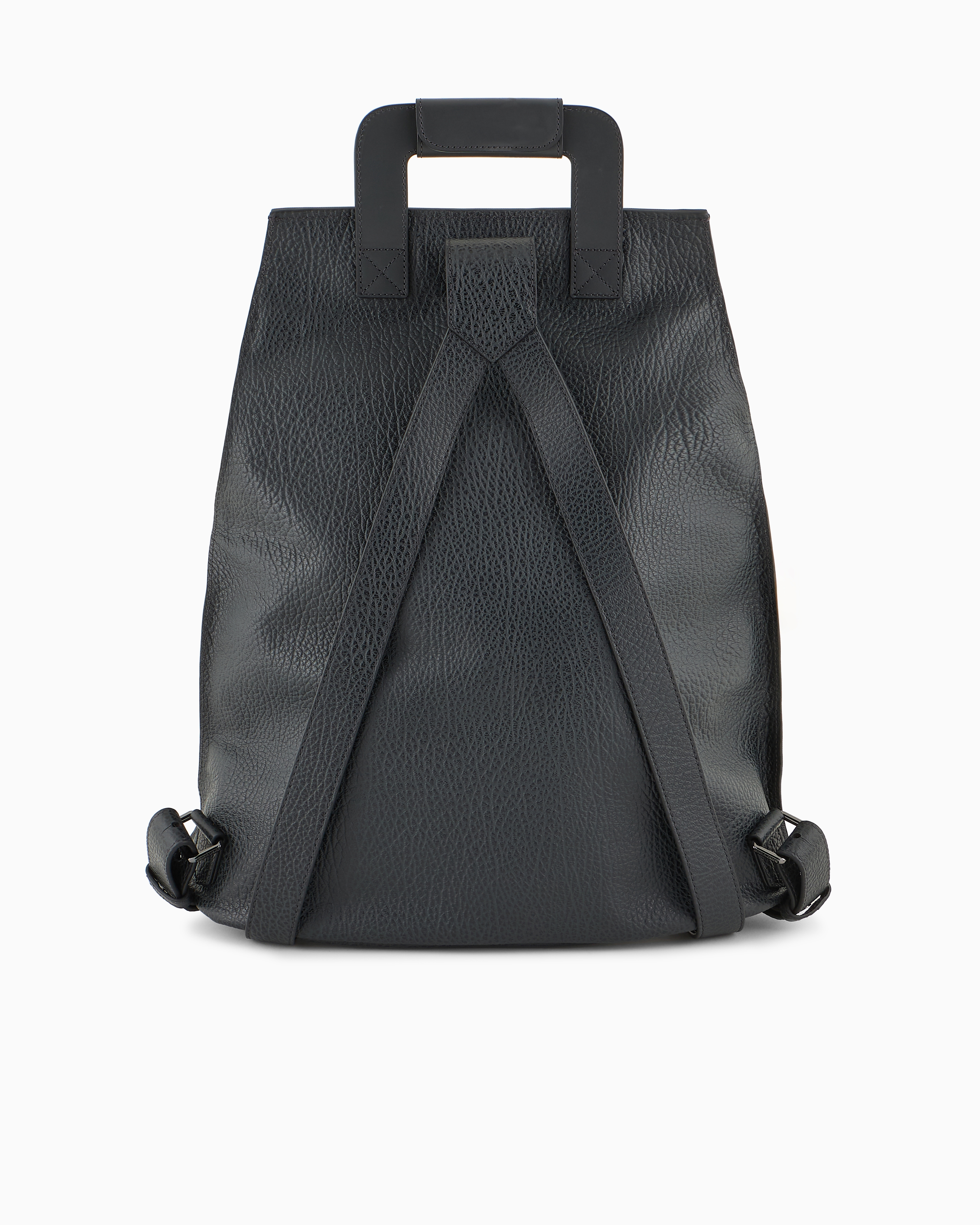 EMPORIO ARMANI PEBBLED-LEATHER BACKPACK WITH SMOOTH LEATHER DETAILS 