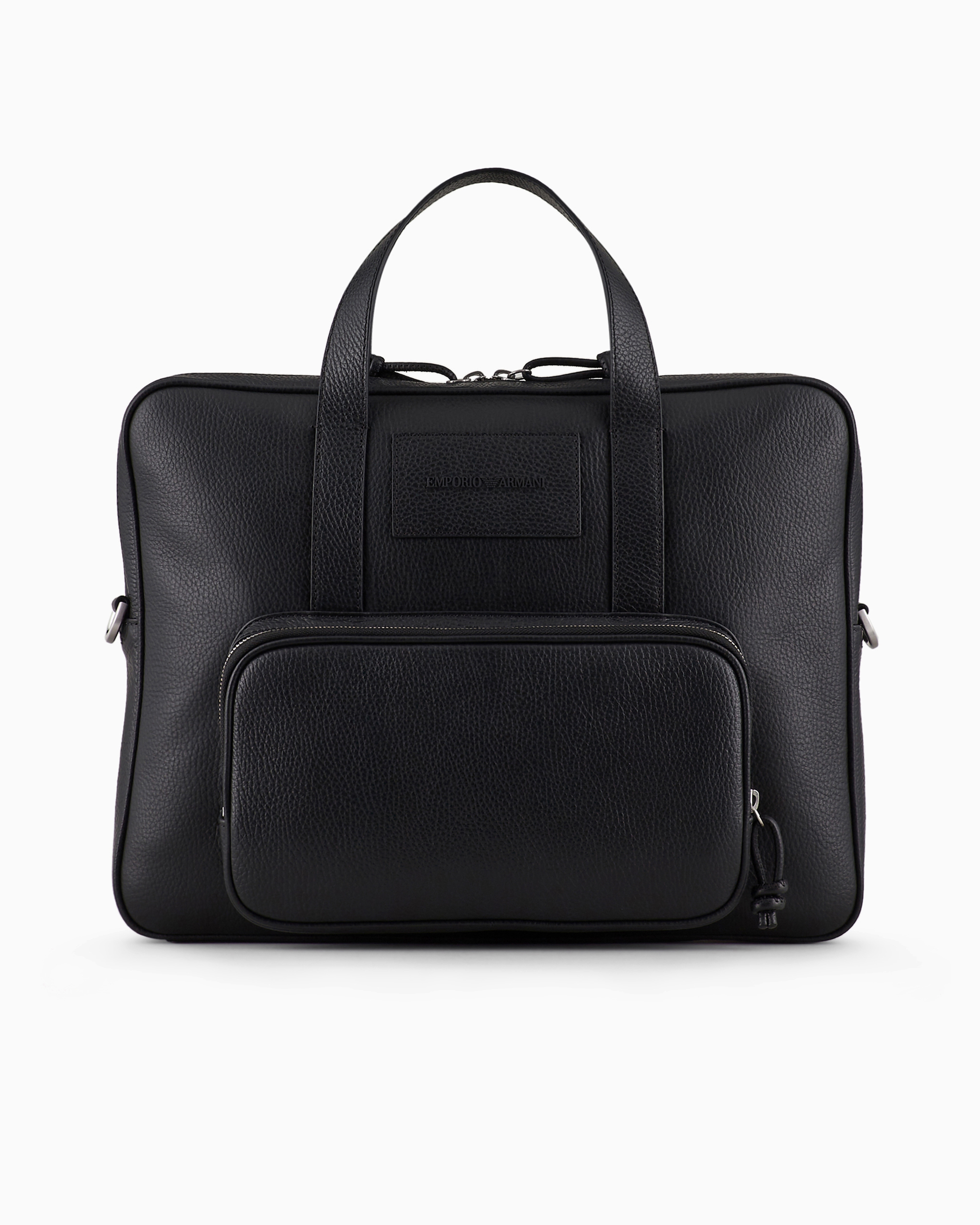 Shop Emporio Armani Business Bag In Tumbled Leather In Black