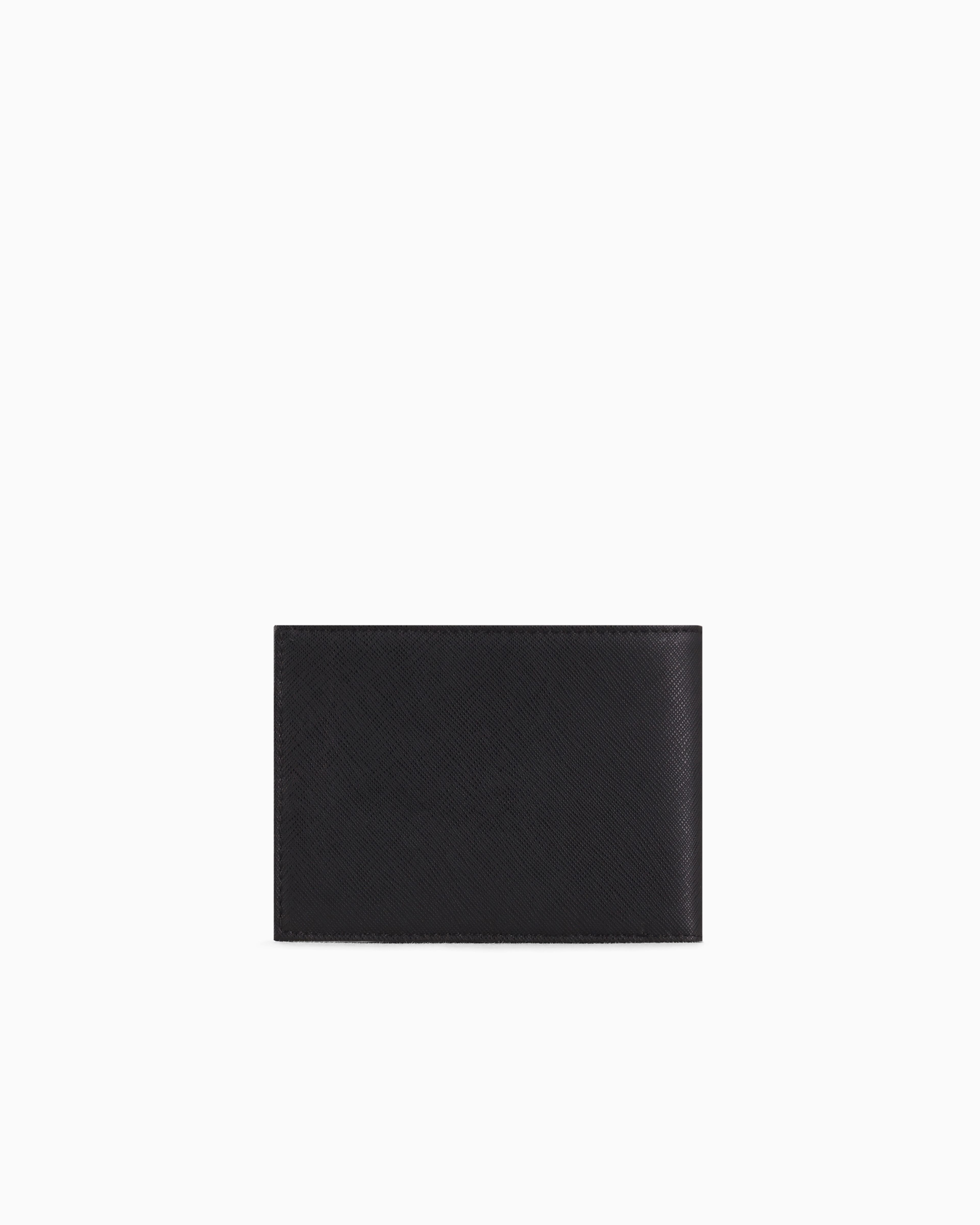 Emporio Armani Asv Regenerated Saffiano Leather Coin-pocket Wallet With Eagle Plate In Black