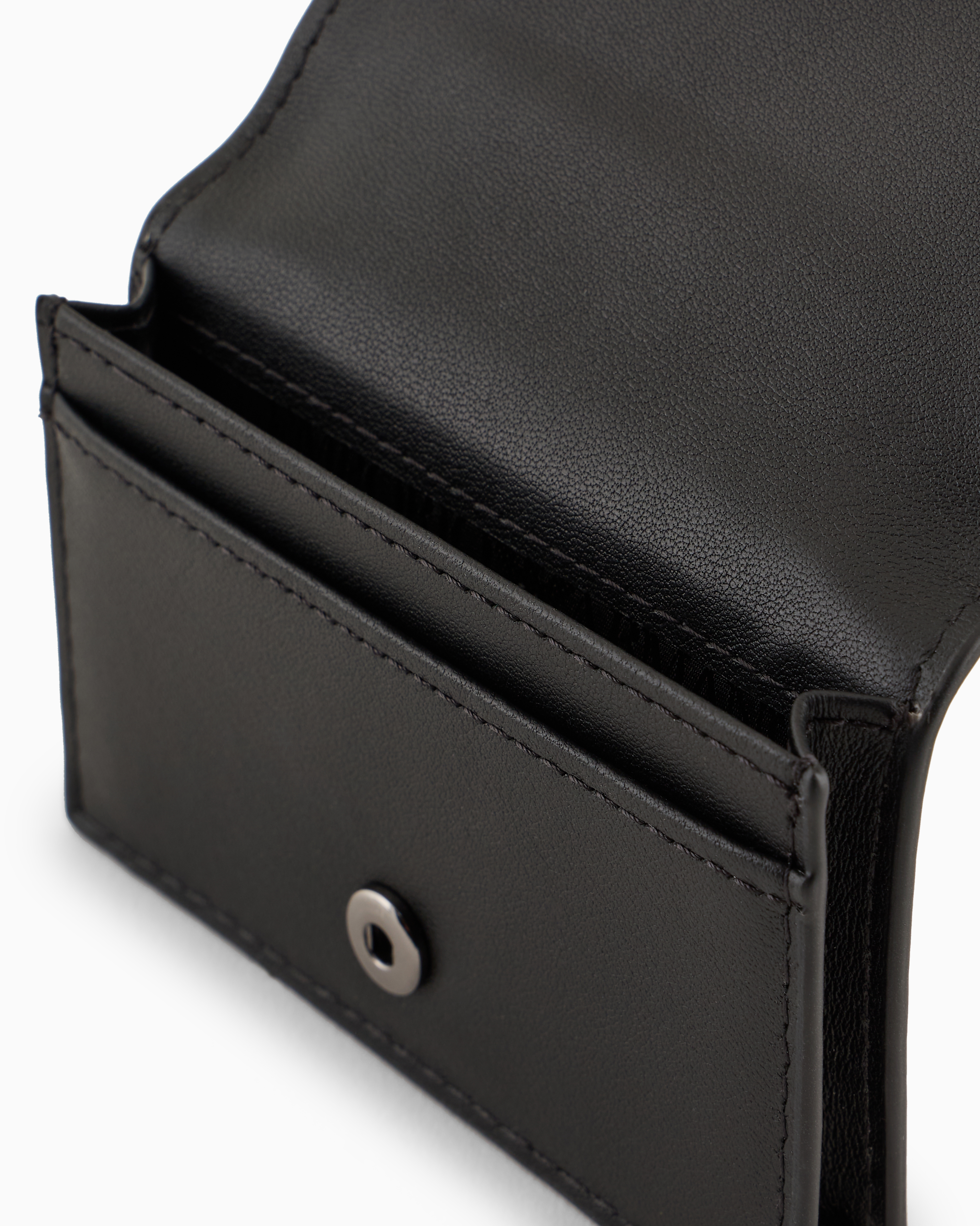 Shop Emporio Armani Leather Card Holder With Flap And All-over Embossed Pattern In Black