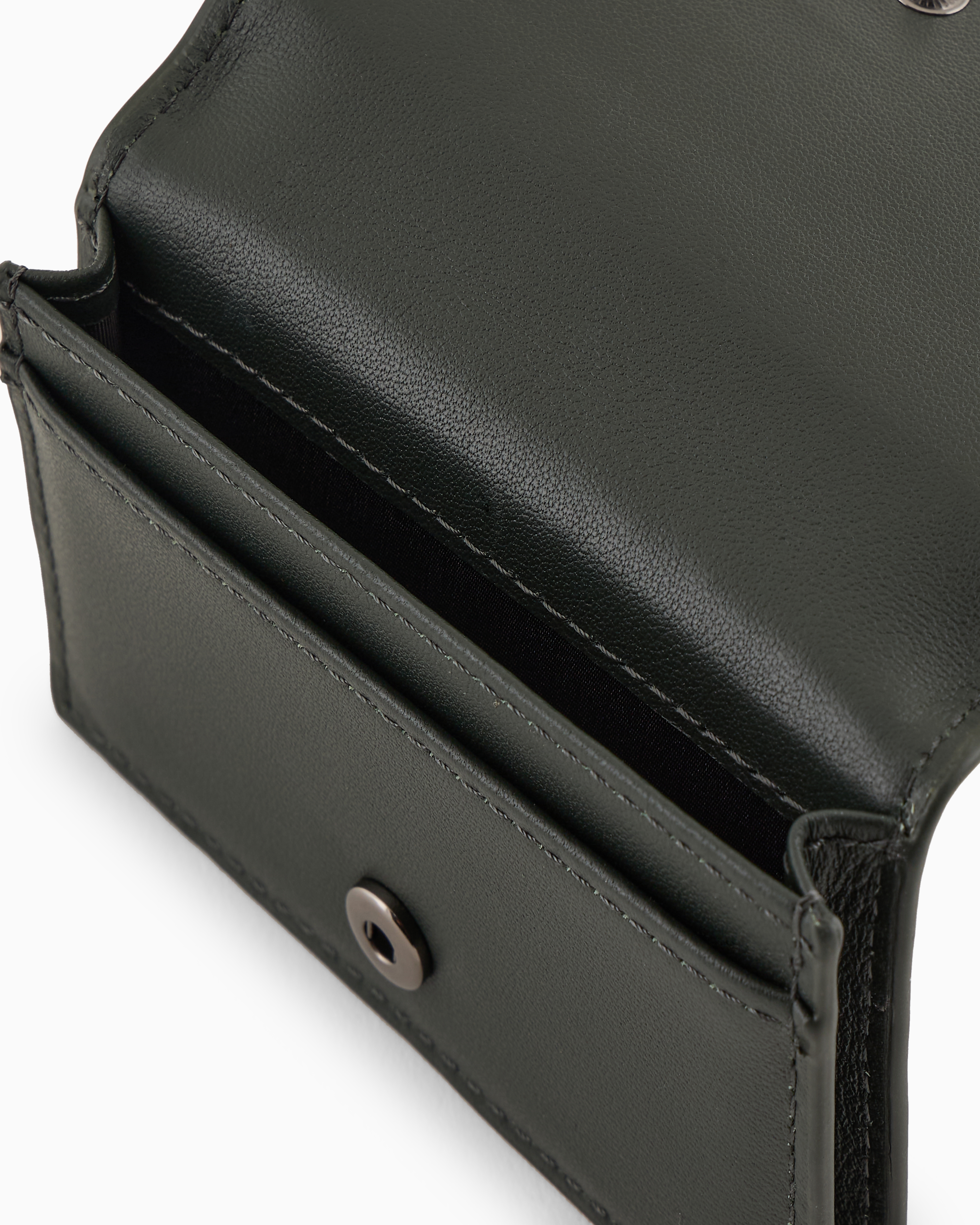 Emporio Armani Official Store Leather Card Holder With Flap And All-over Embossed Pattern In Verde Scuro 1