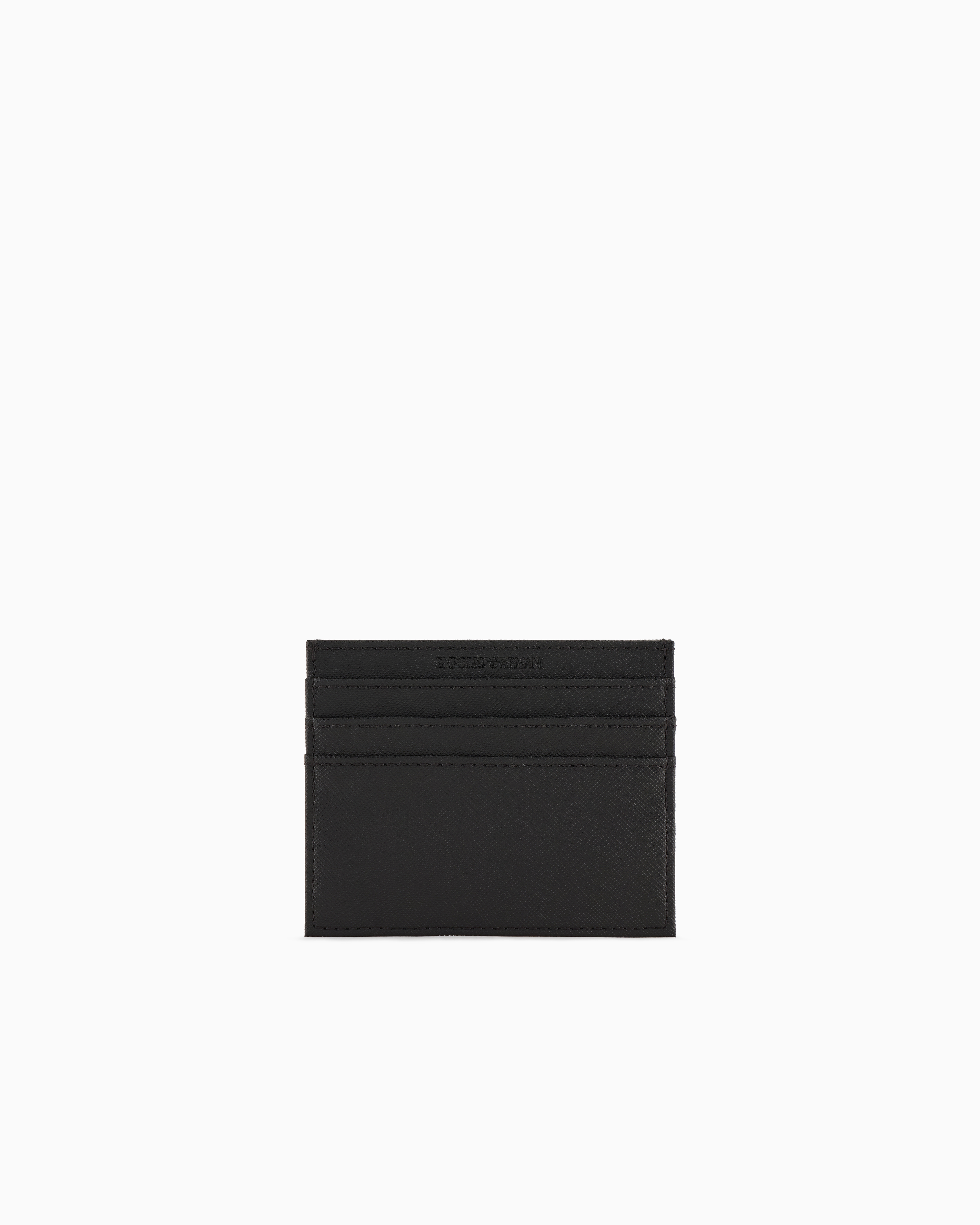Emporio Armani Asv Gift Box With Regenerated Saffiano Leather Wallet And Card Holder With Eagle Plate In Black