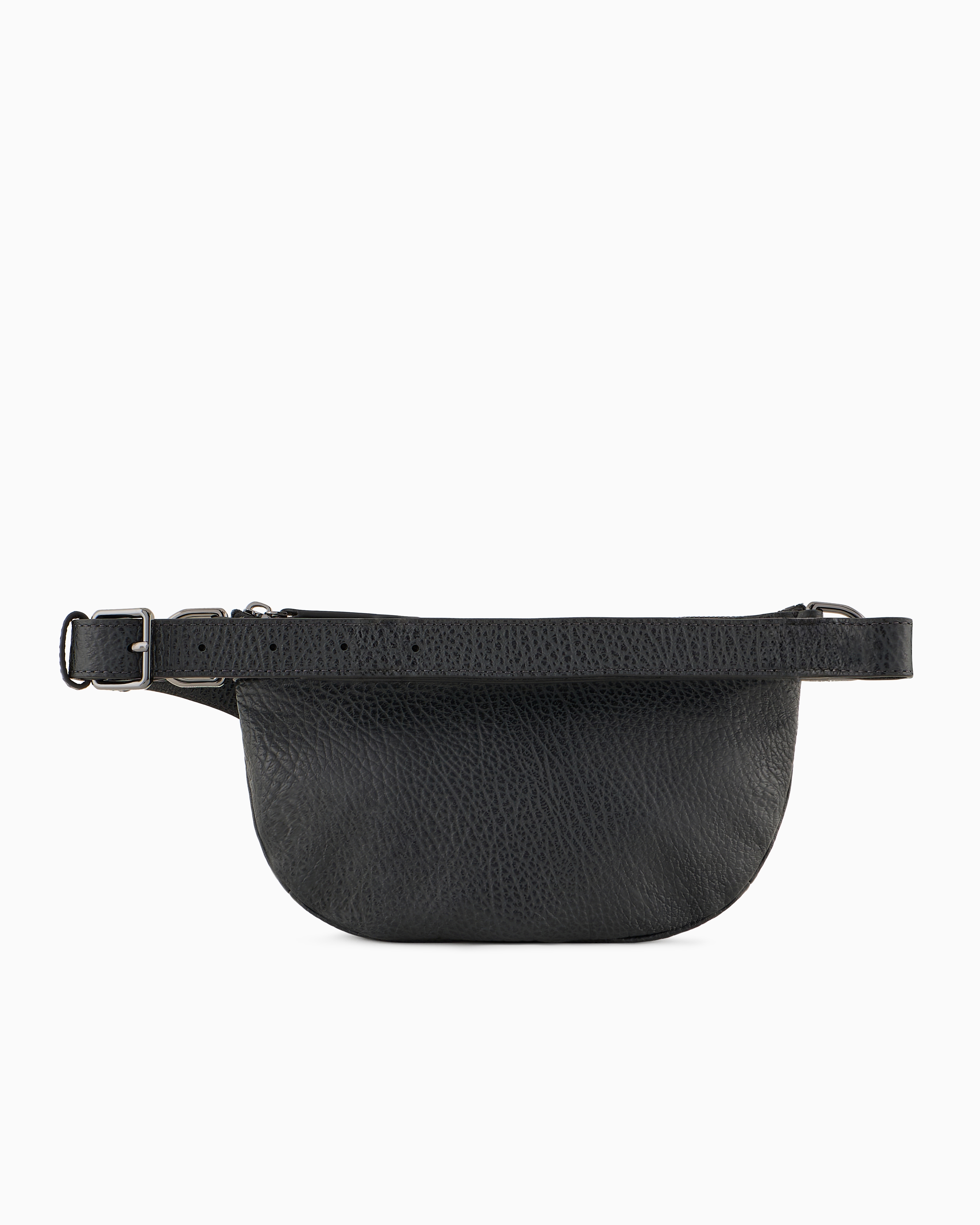 Emporio Armani Official Store Pebbled-leather Belt Bag With Smooth Leather Details In Gray