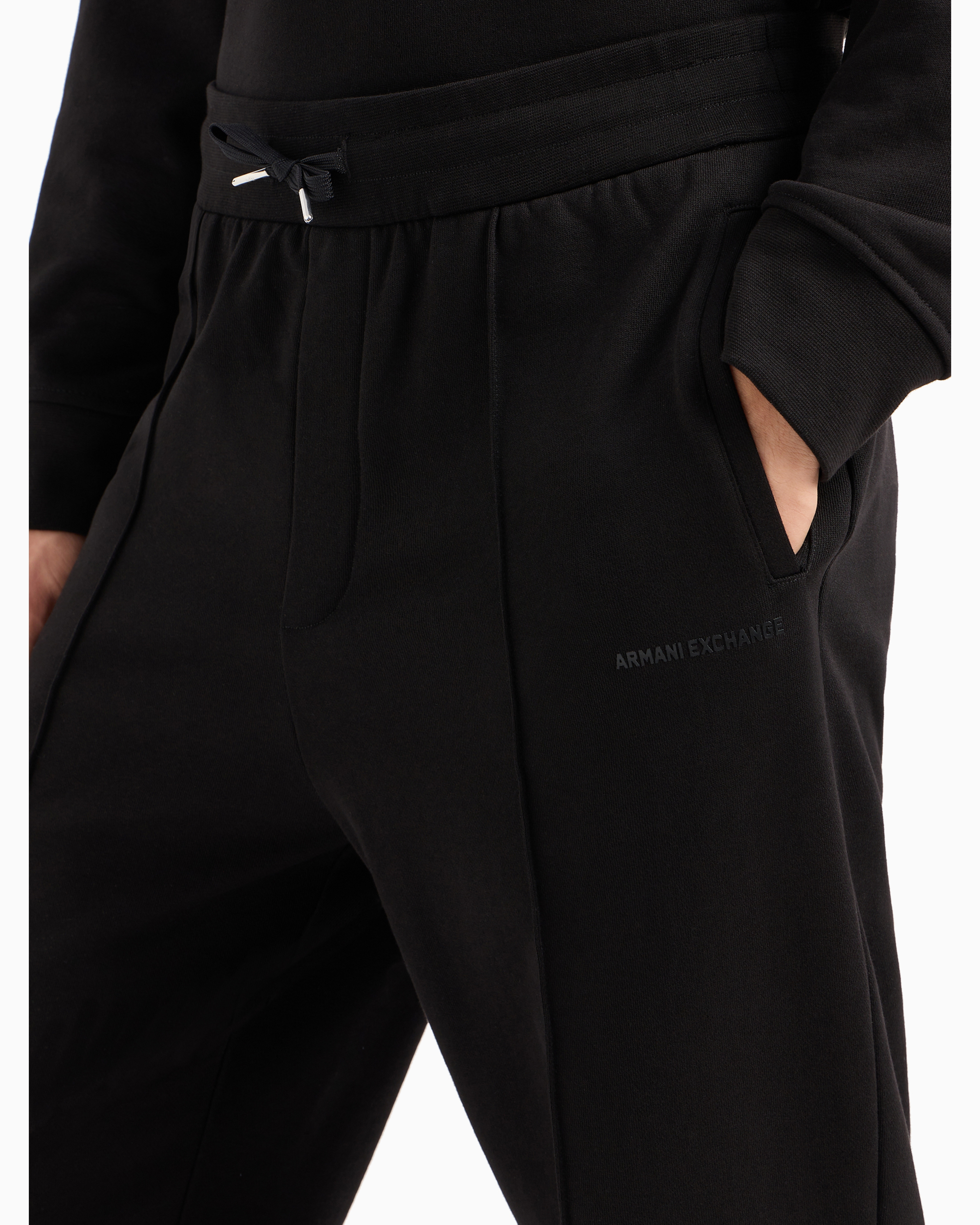 Shop Armani Exchange Asv Cotton French Terry Joggers In Black