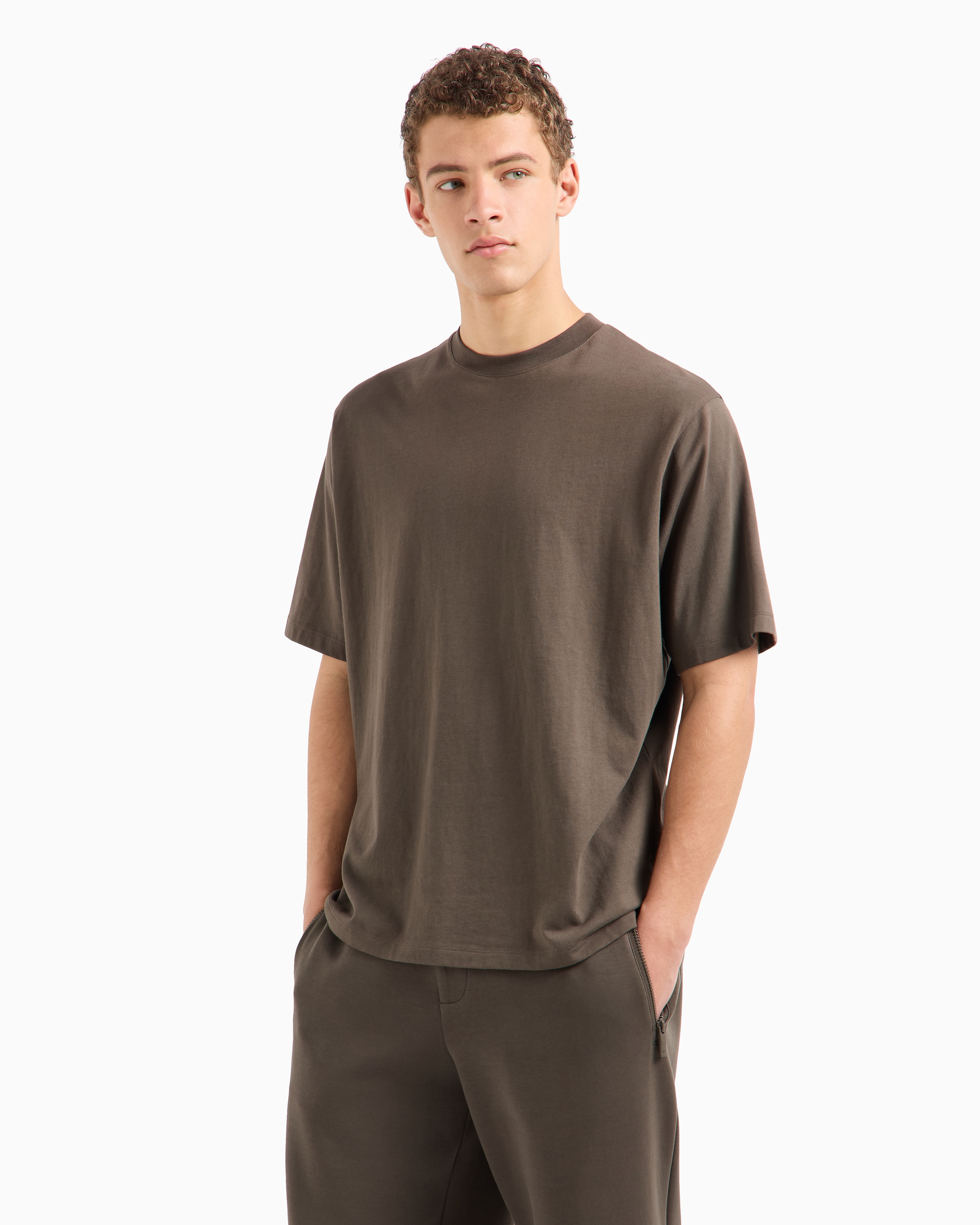 Shop Armani Exchange Asv Cotton Loose Fit Back Print T-shirt In Verde Militare