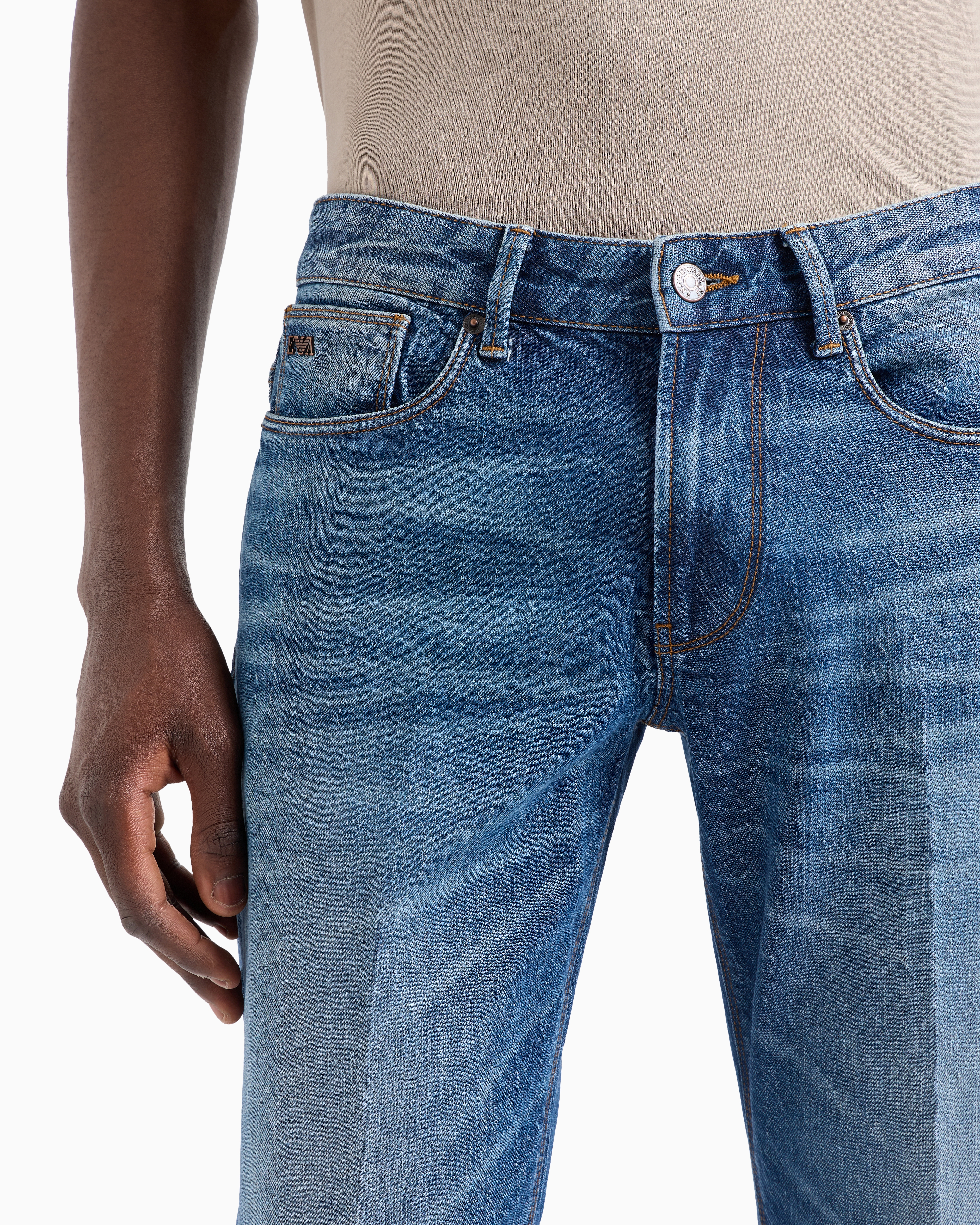 Emporio Armani Jeans J06 Slim Fit In Denim Stretch Washed In Blue