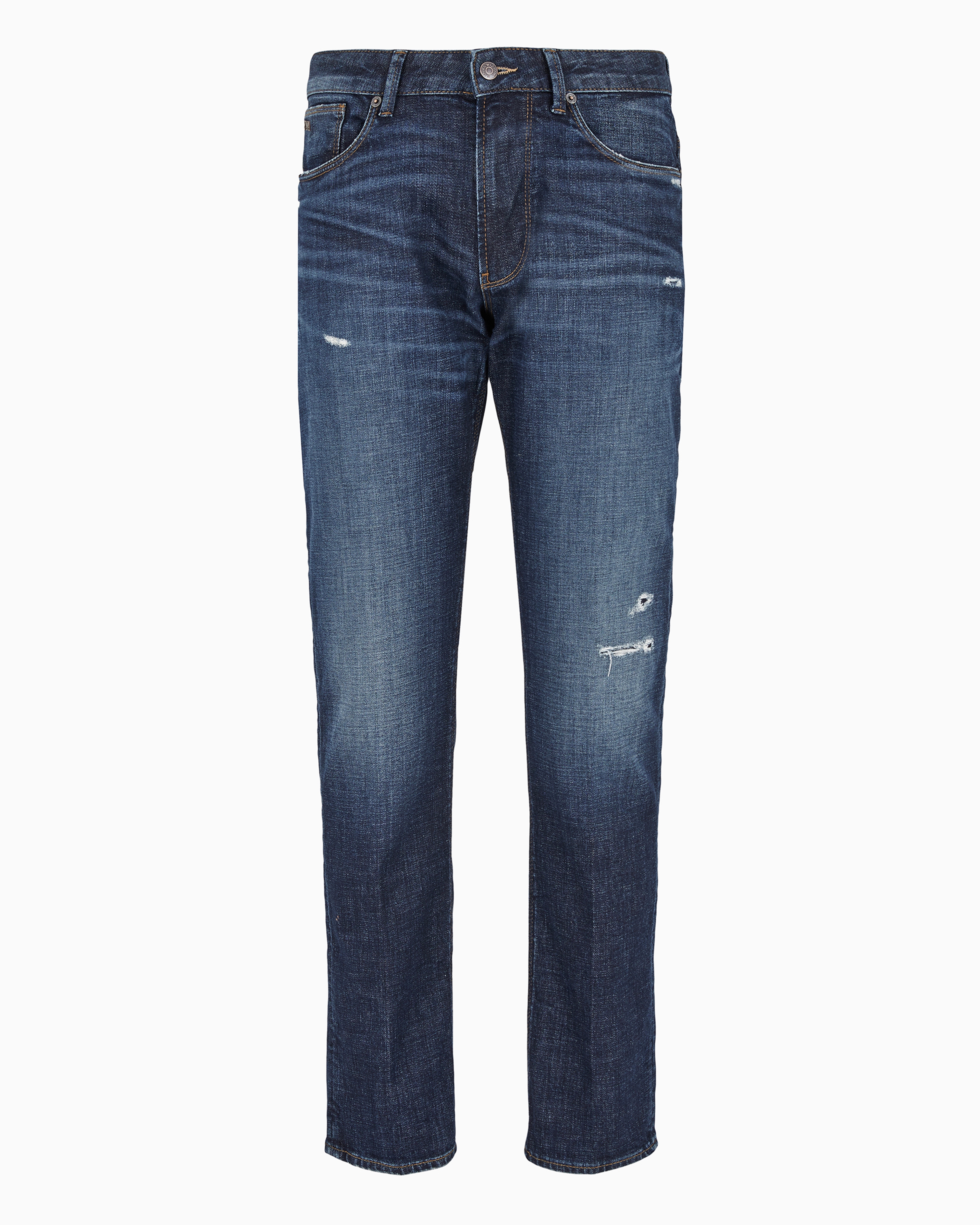 Emporio Armani J06 Slim-fit, Stone-washed Stretch-denim Jeans With Rips In Blue