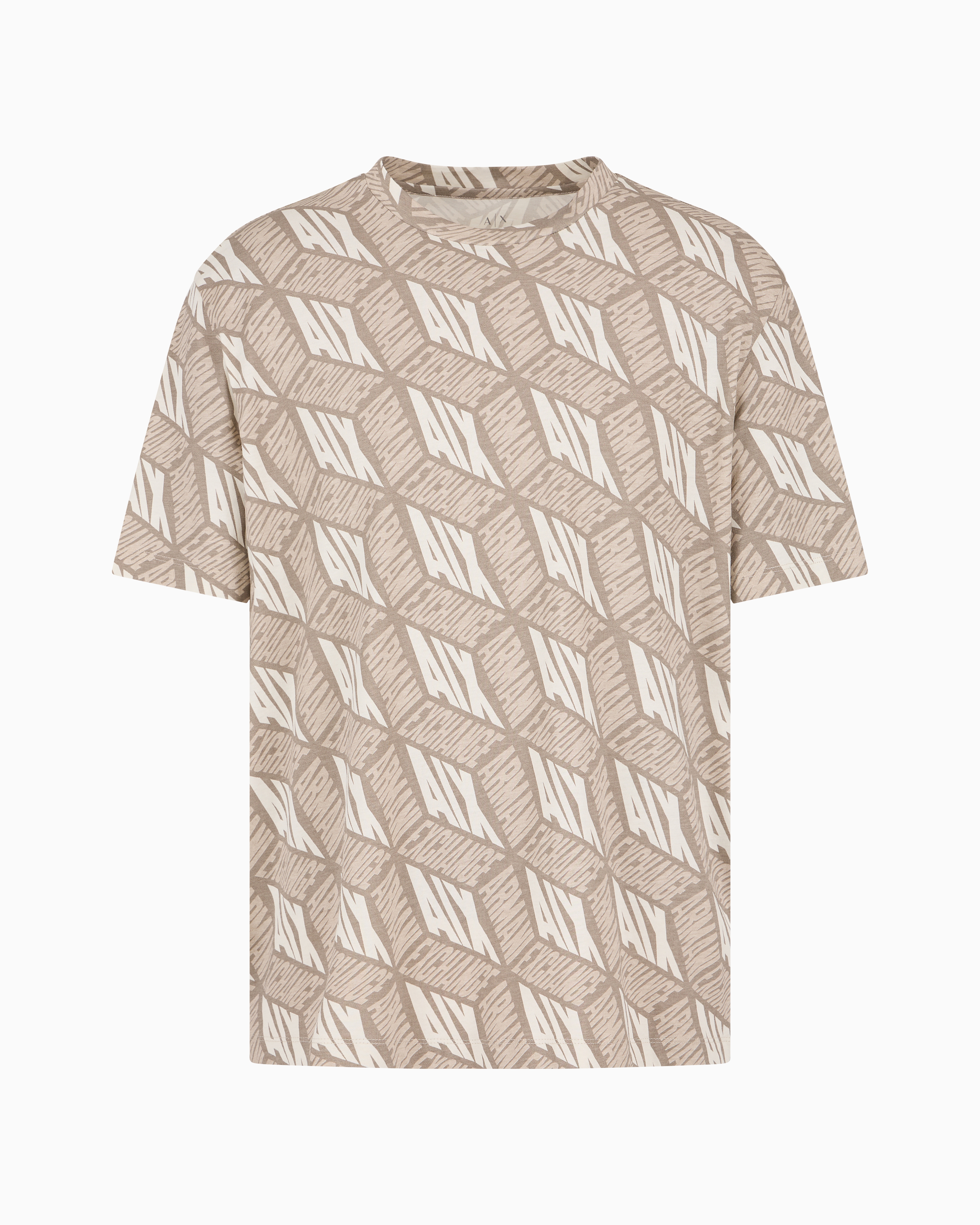 Armani Exchange Official Store Regular Fit T-shirt With 3d Effect Print In Asv Cotton In Dove Grey