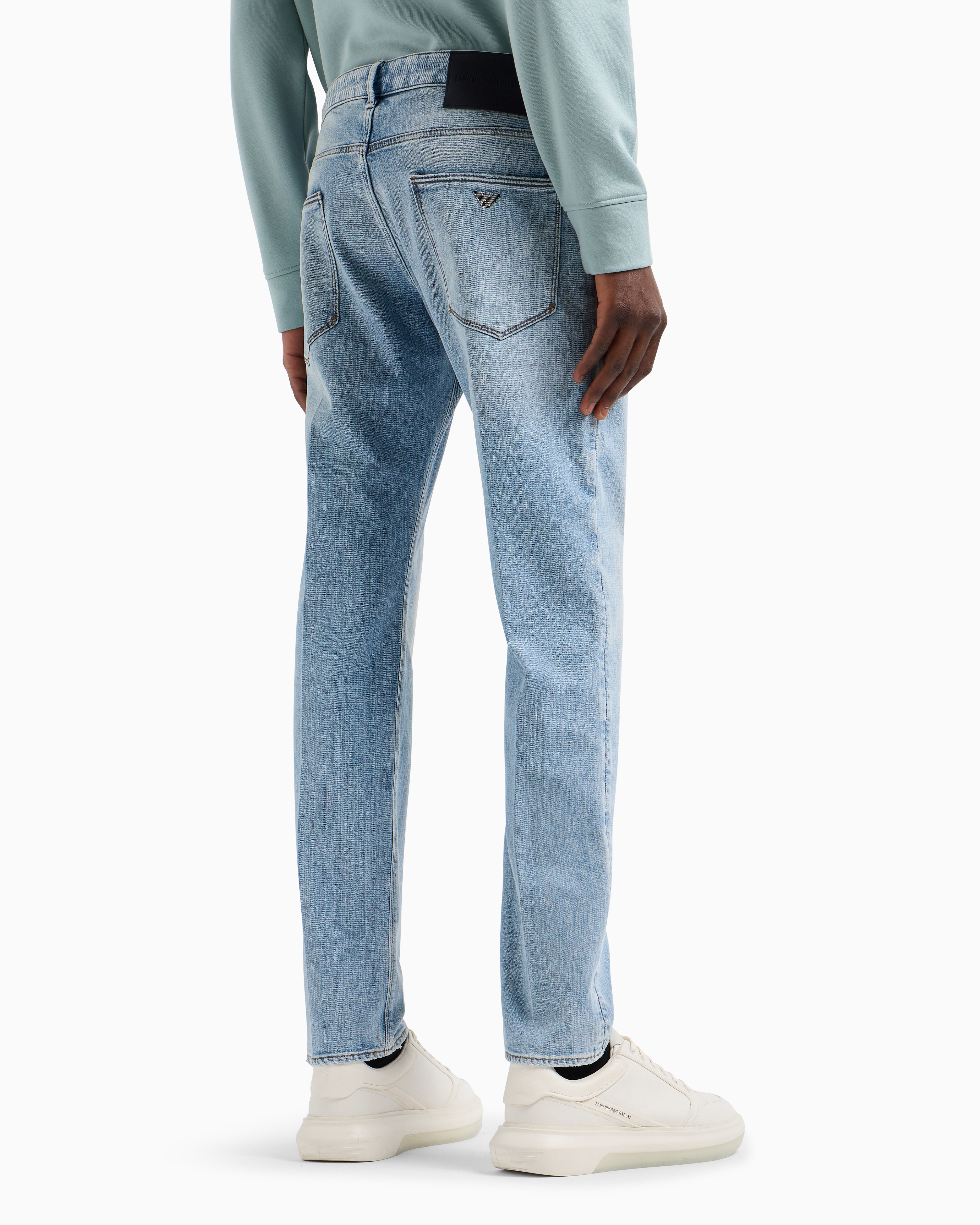 Shop Emporio Armani J06 Slim-fit, Stone-washed Stretch-denim Jeans With Rips In Blue