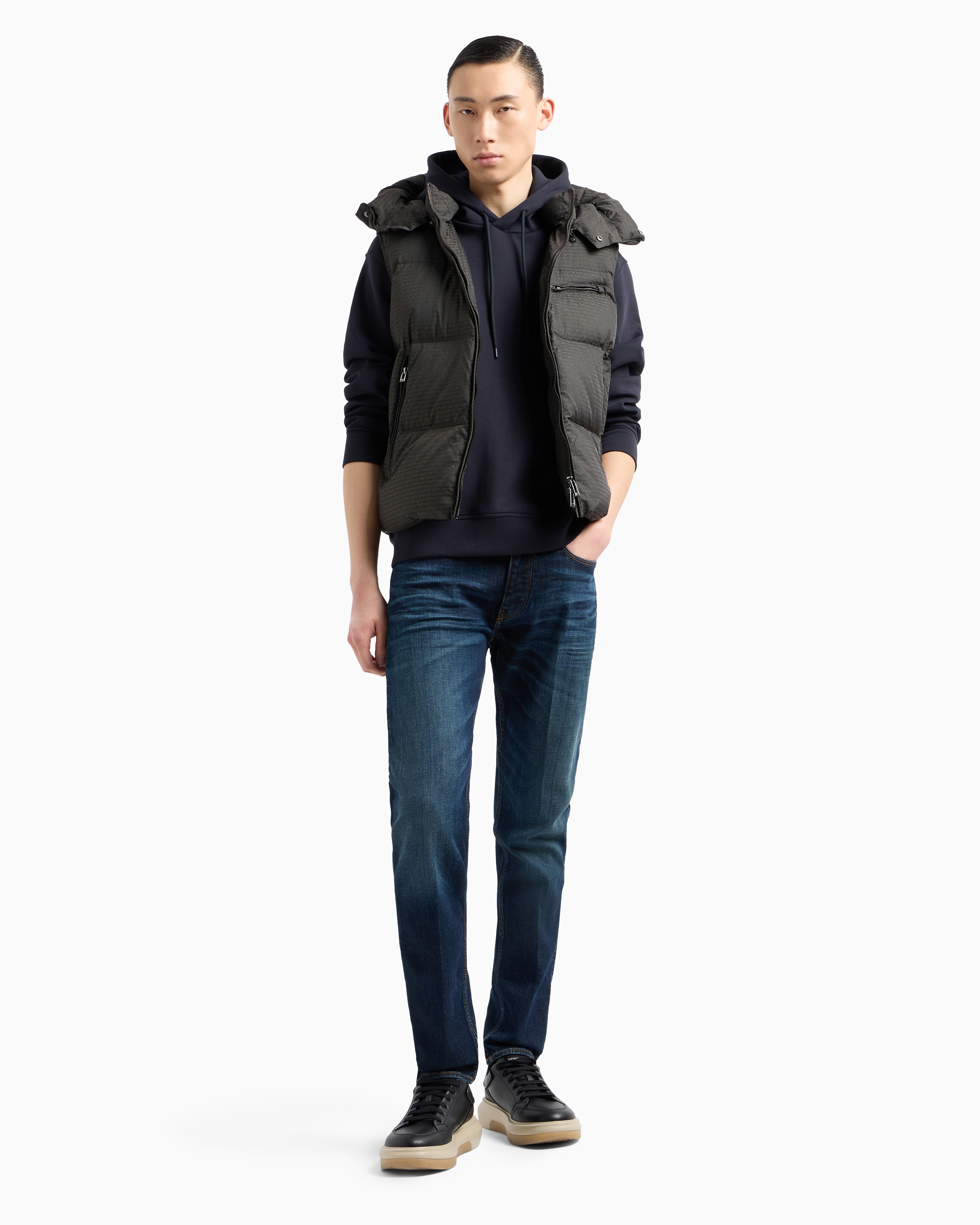 Emporio Armani J75 Slim-fit, Stone-washed Stretch Denim Jeans With Dirty-effect Treatment In Blue