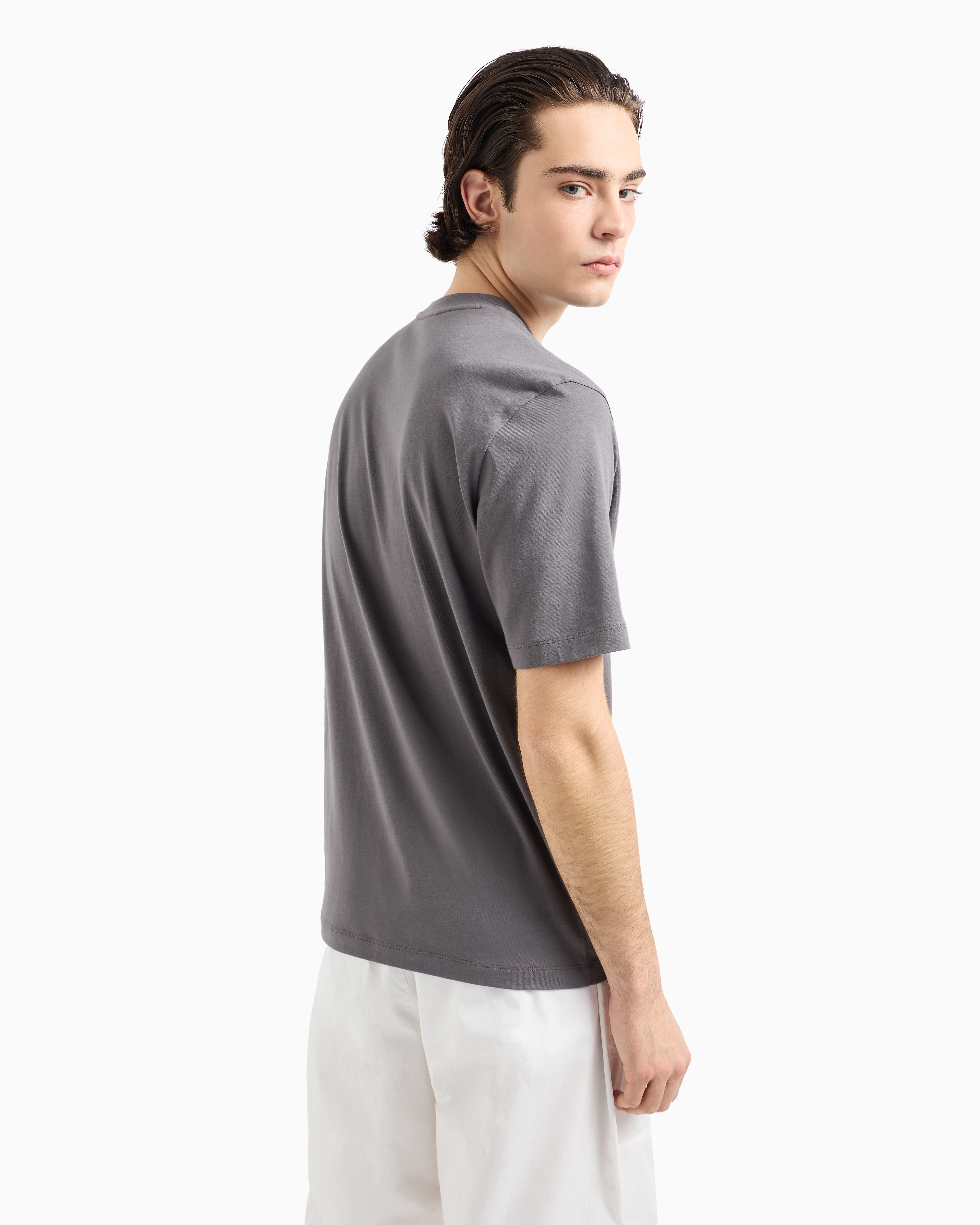 Shop Armani Exchange Regular Fit T-shirt In Asv Heavy Cotton In Gray