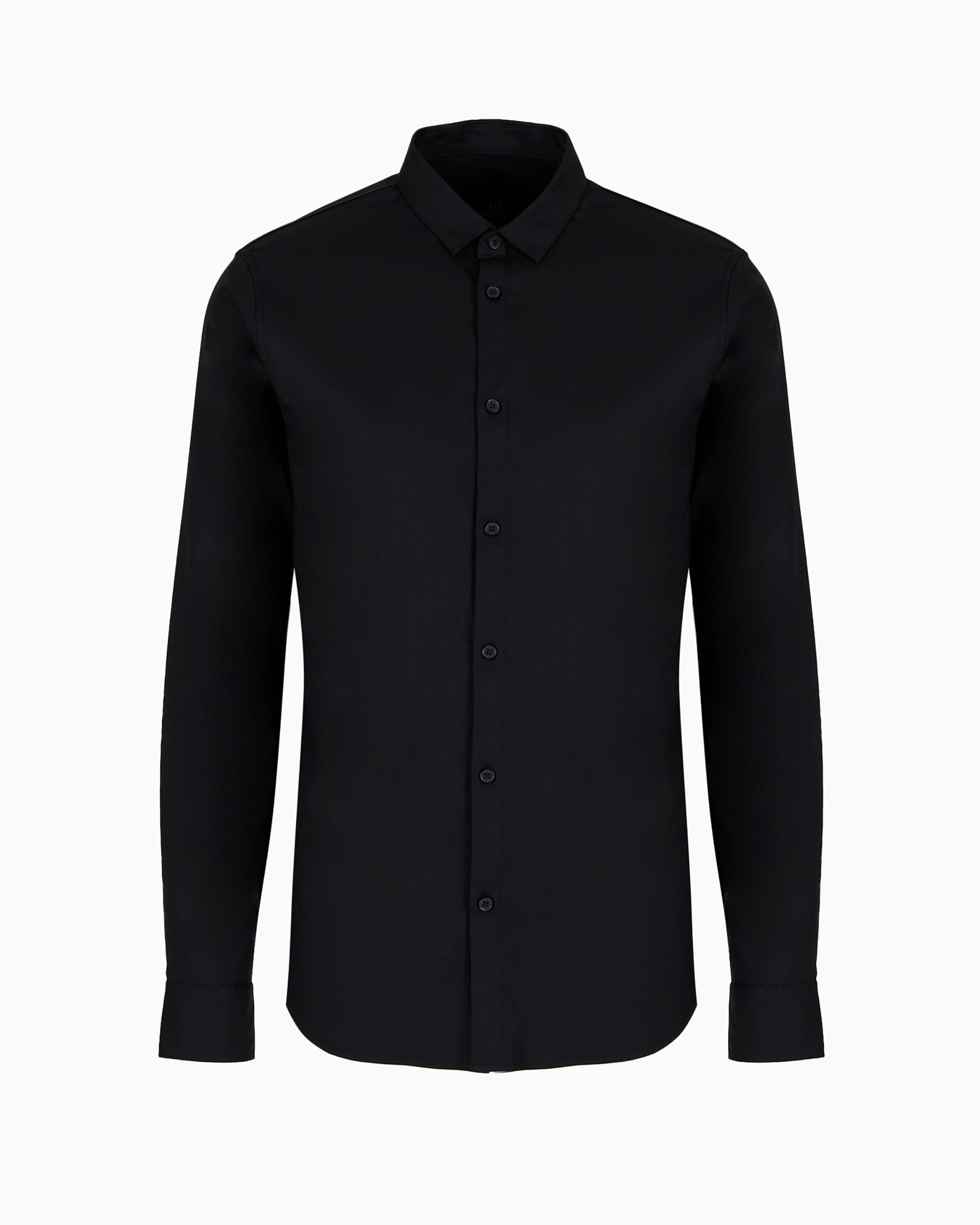 Armani Exchange Official Store Slim Fit Stretch Lyocell Twill Button Up Shirt In Black