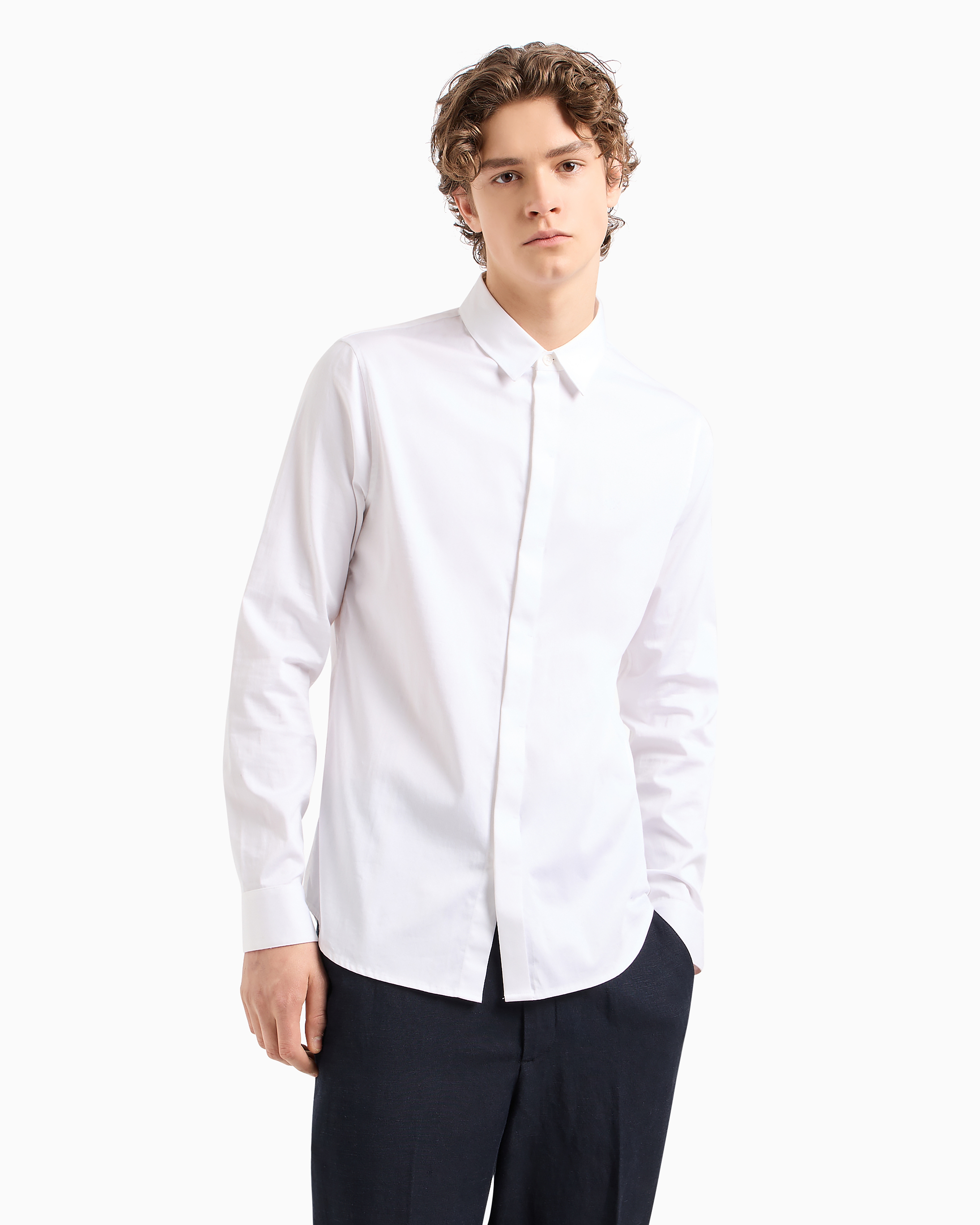 Shop Armani Exchange Regular Fit Cotton Shirt In White