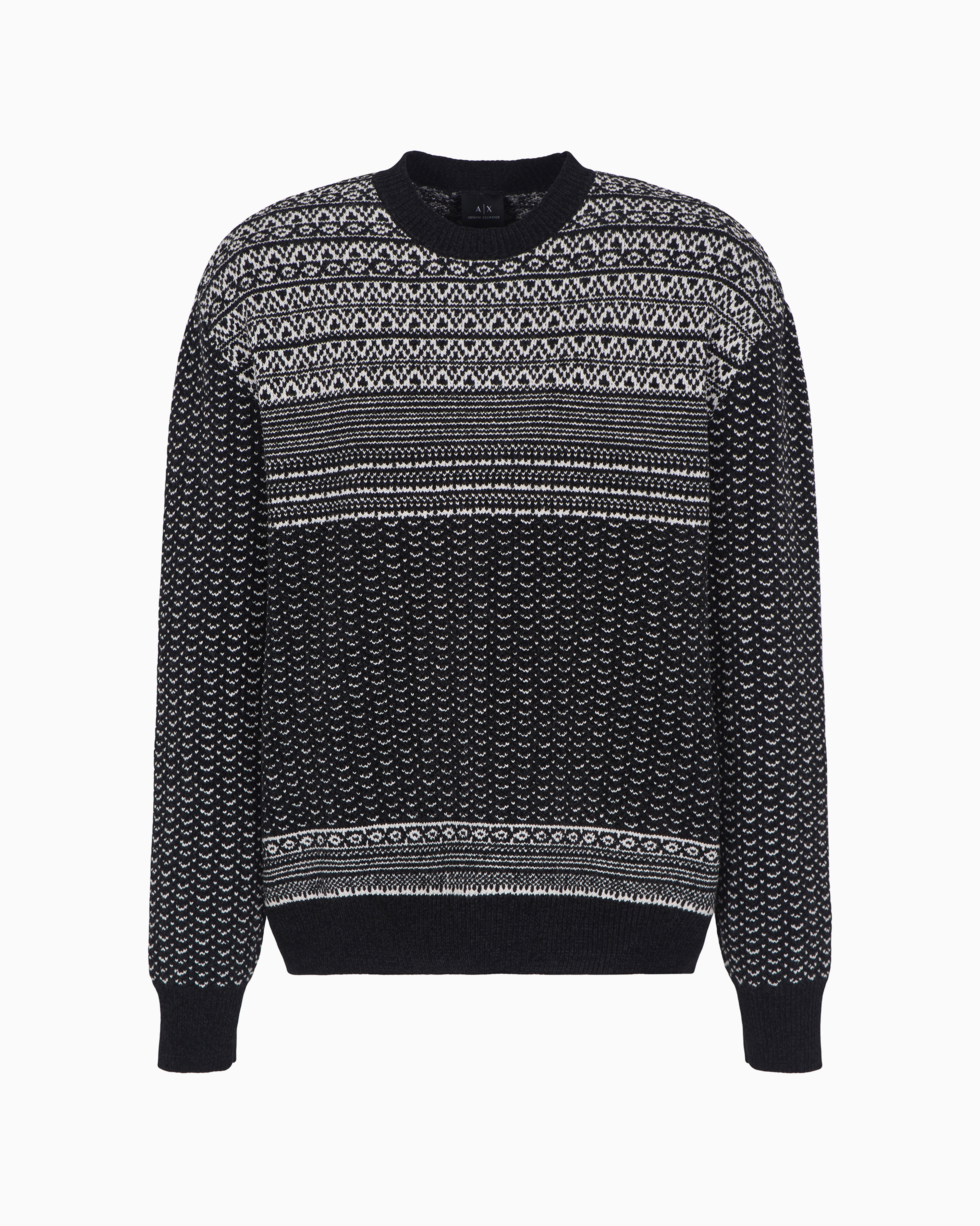 Armani Exchange Official Store Sweater With Two-tone Tricot Motif In Pattern