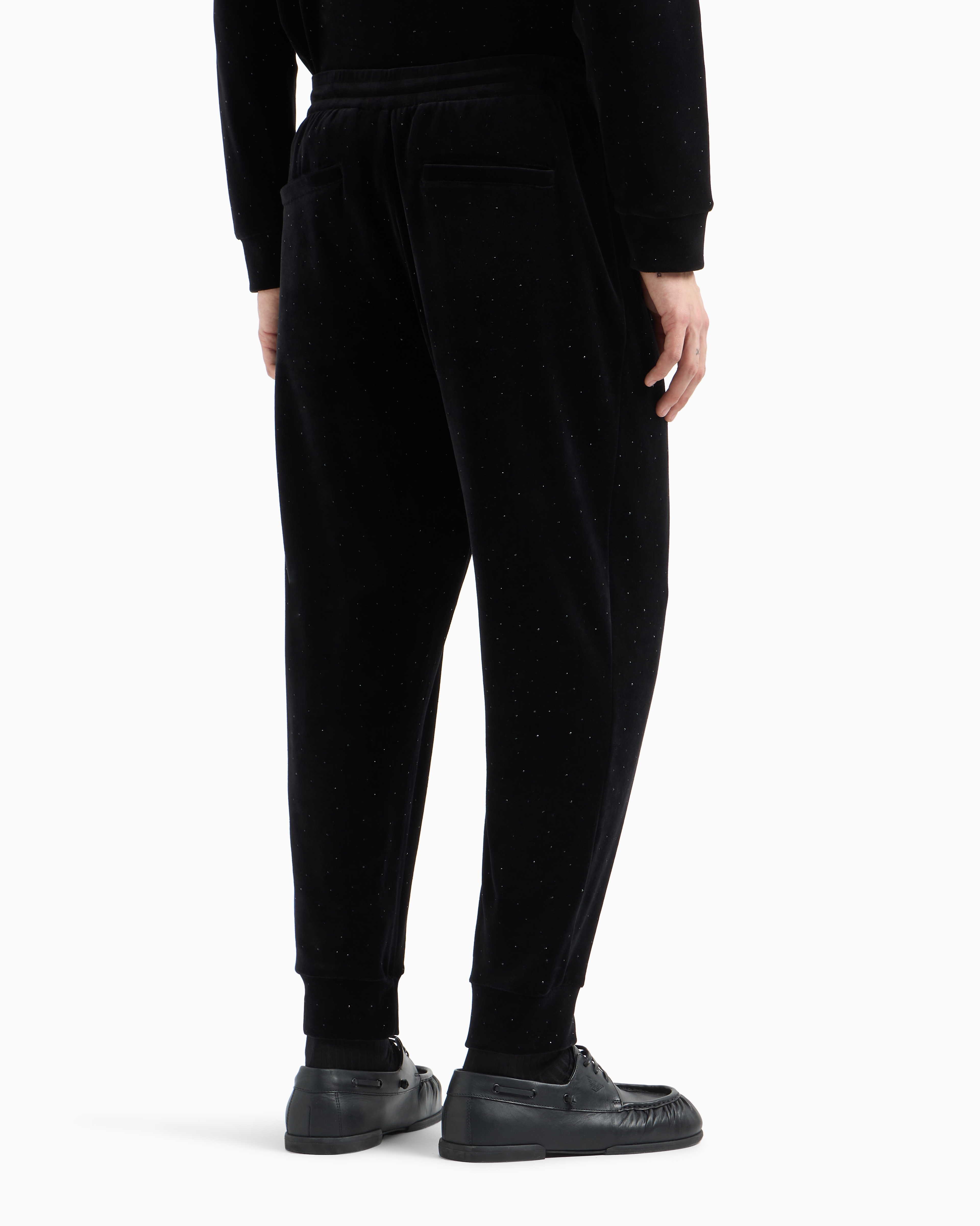 Clubwear chenille joggers with all-over rhinestones