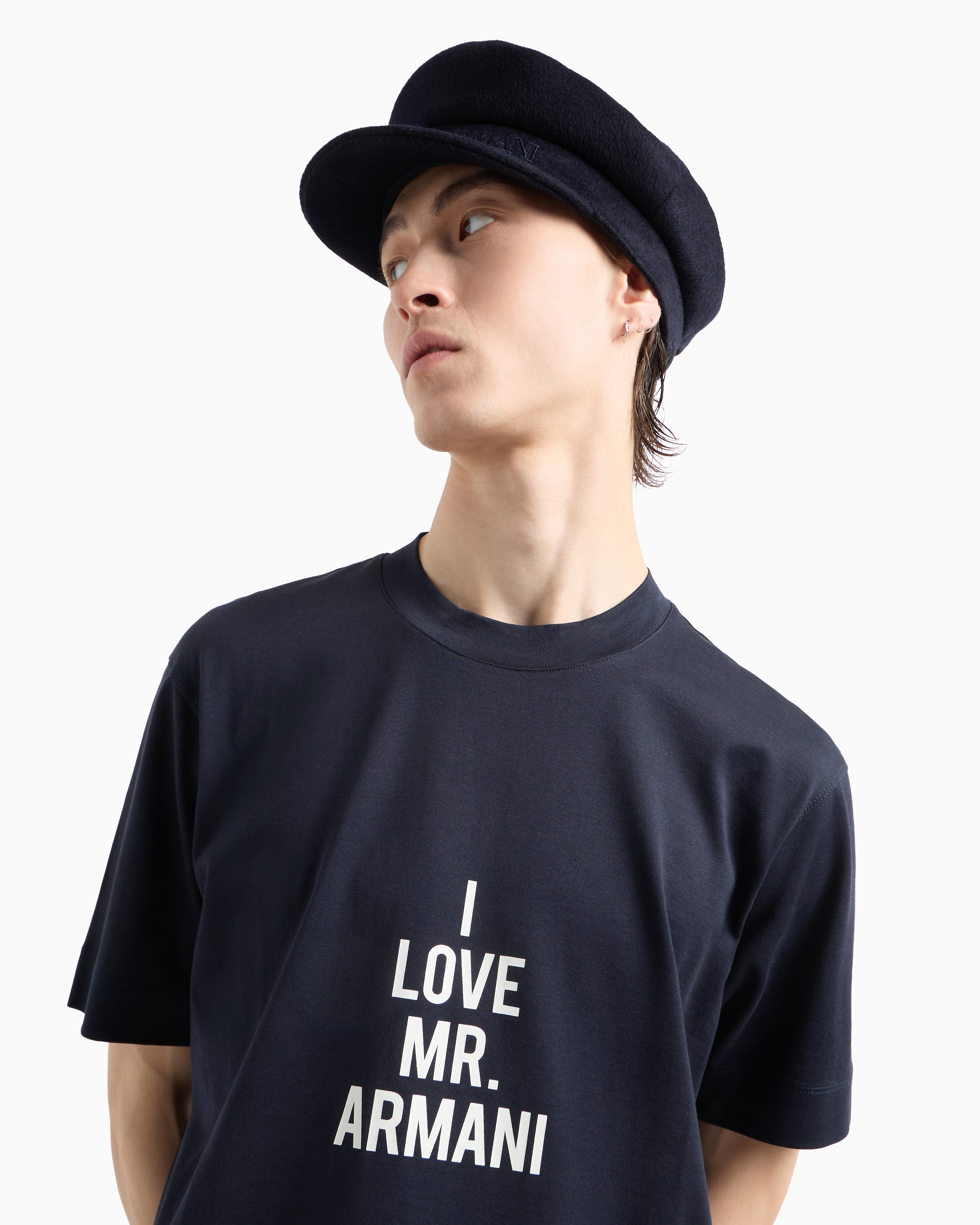 Emporio Armani Official Store Lightweight Jersey T-shirt With I Love Mr Armani Asv Print In Marineblau