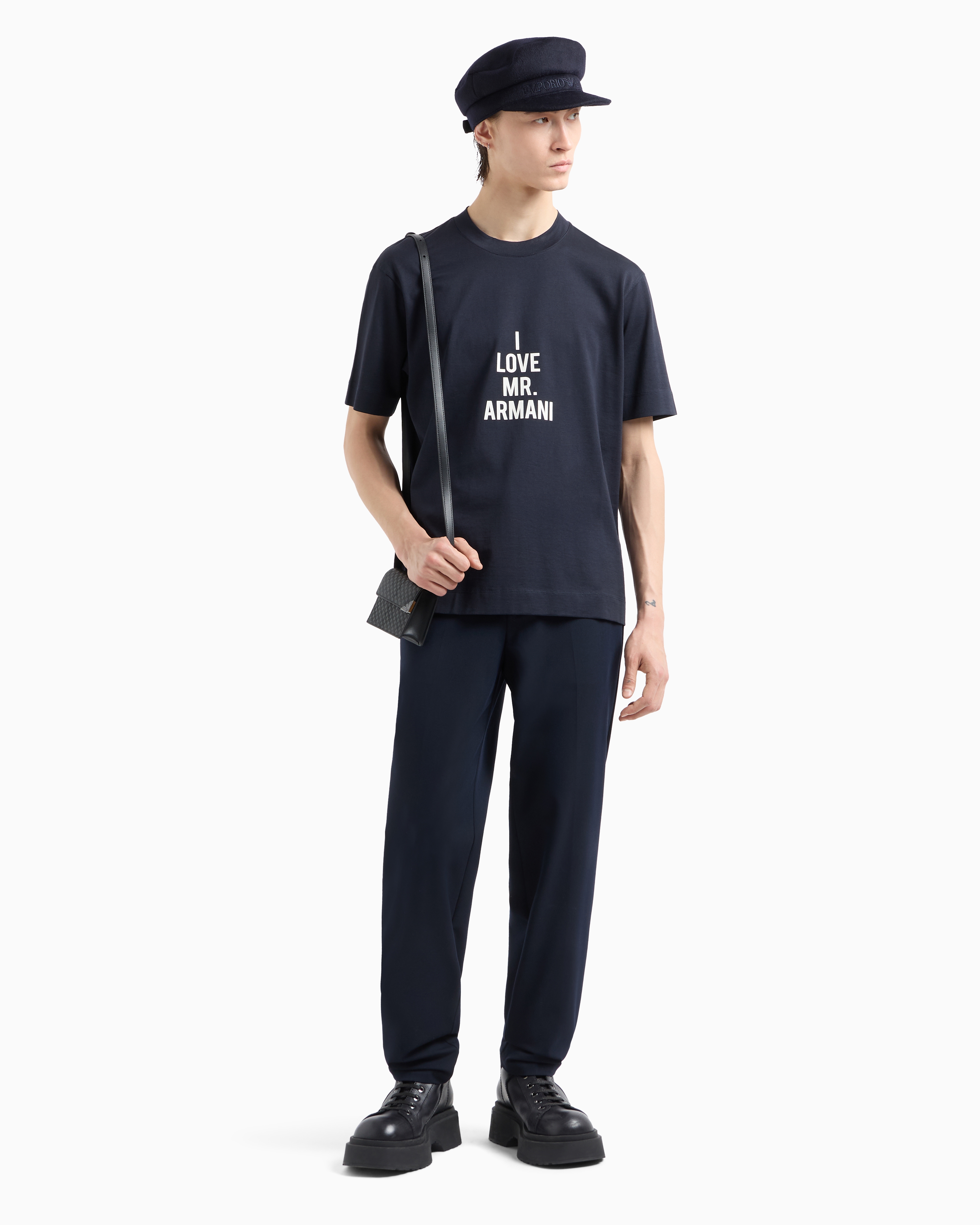 Emporio Armani Official Store Lightweight Jersey T-shirt With I Love Mr Armani Asv Print In Marineblau