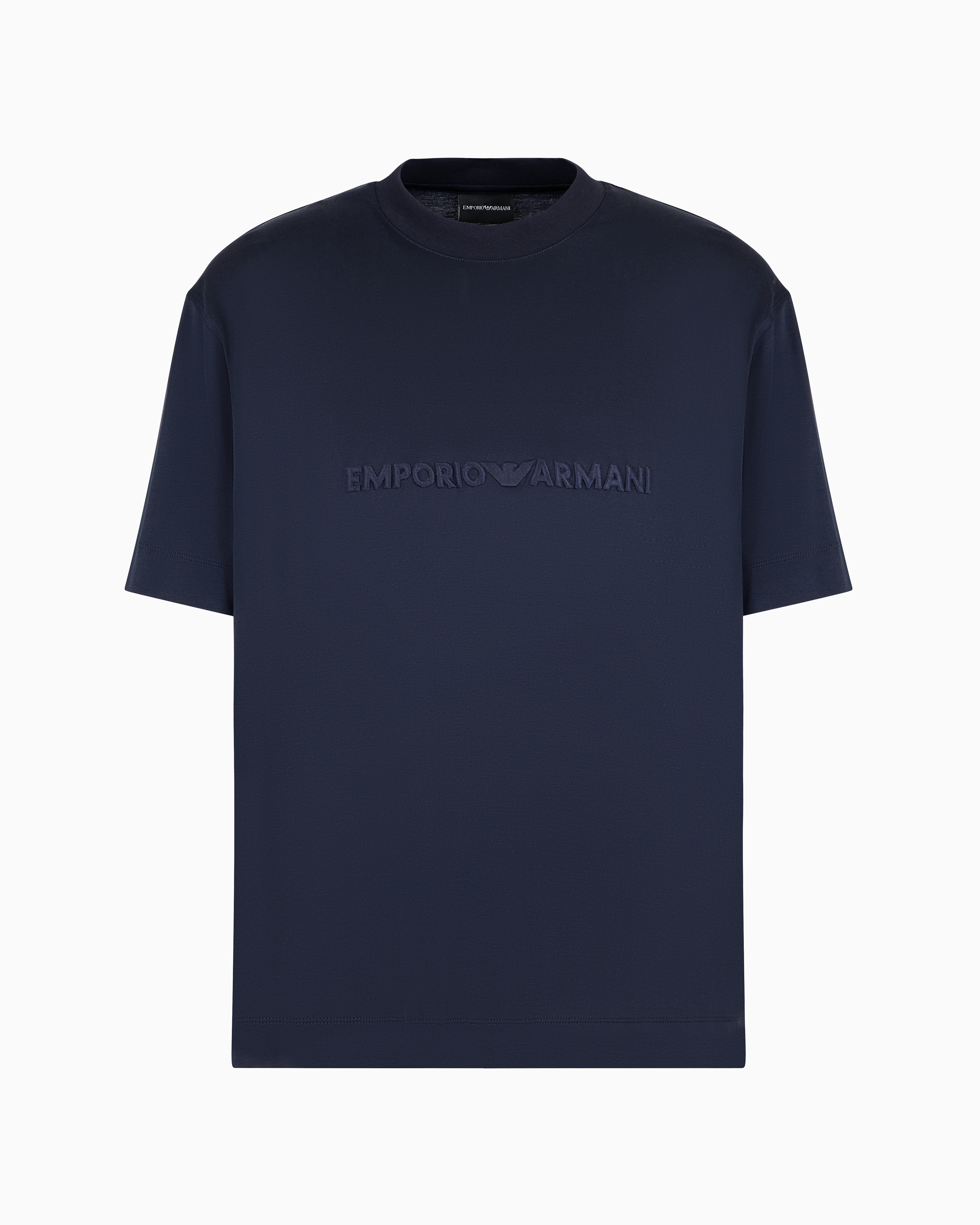 Emporio Armani Official Store Asv T-shirt Aus Jersey-lyocell-mischung Mit Logostickerei In Relief-optik In Blue