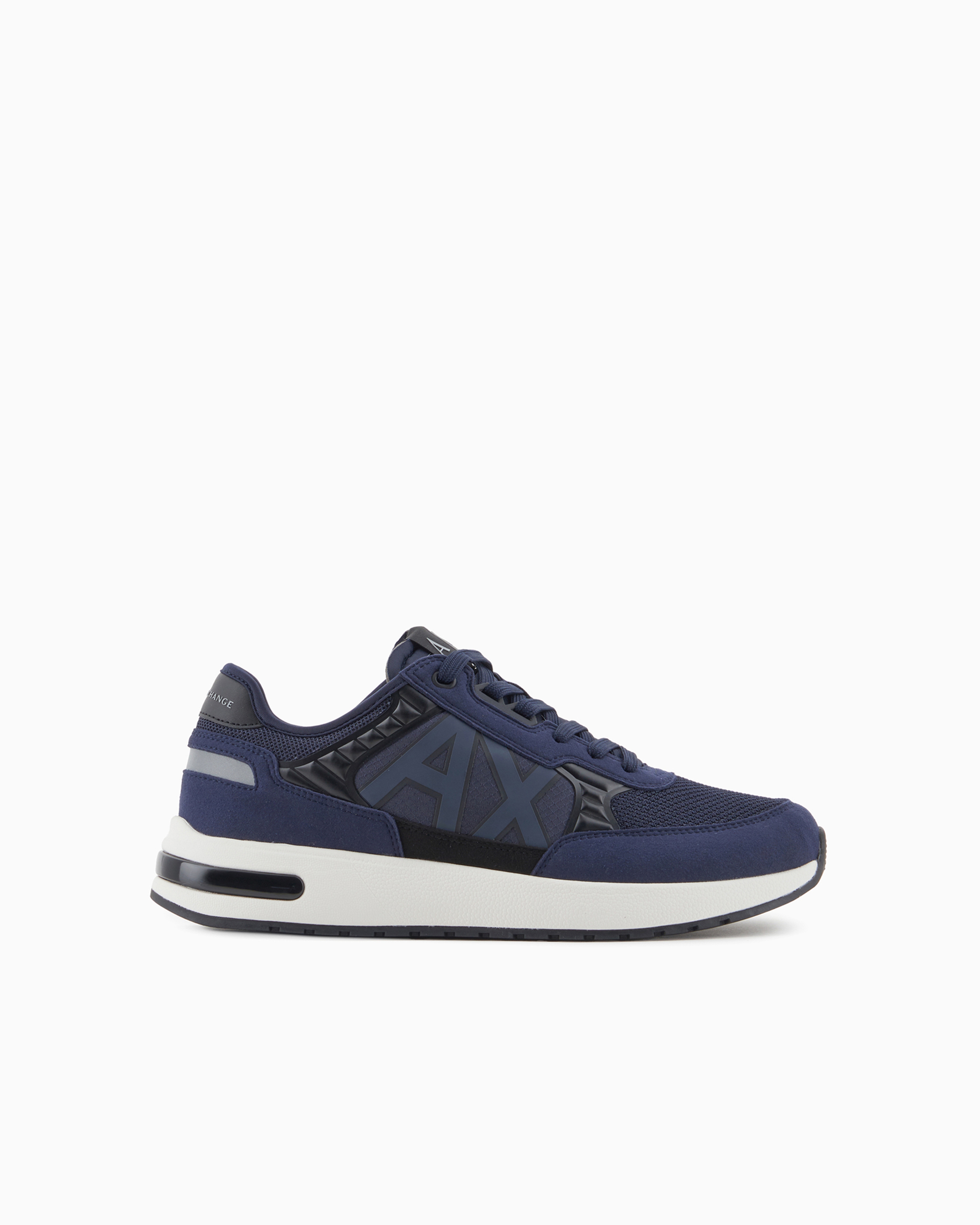 Armani Exchange Multi-material Sneakers In Bleu Nuit